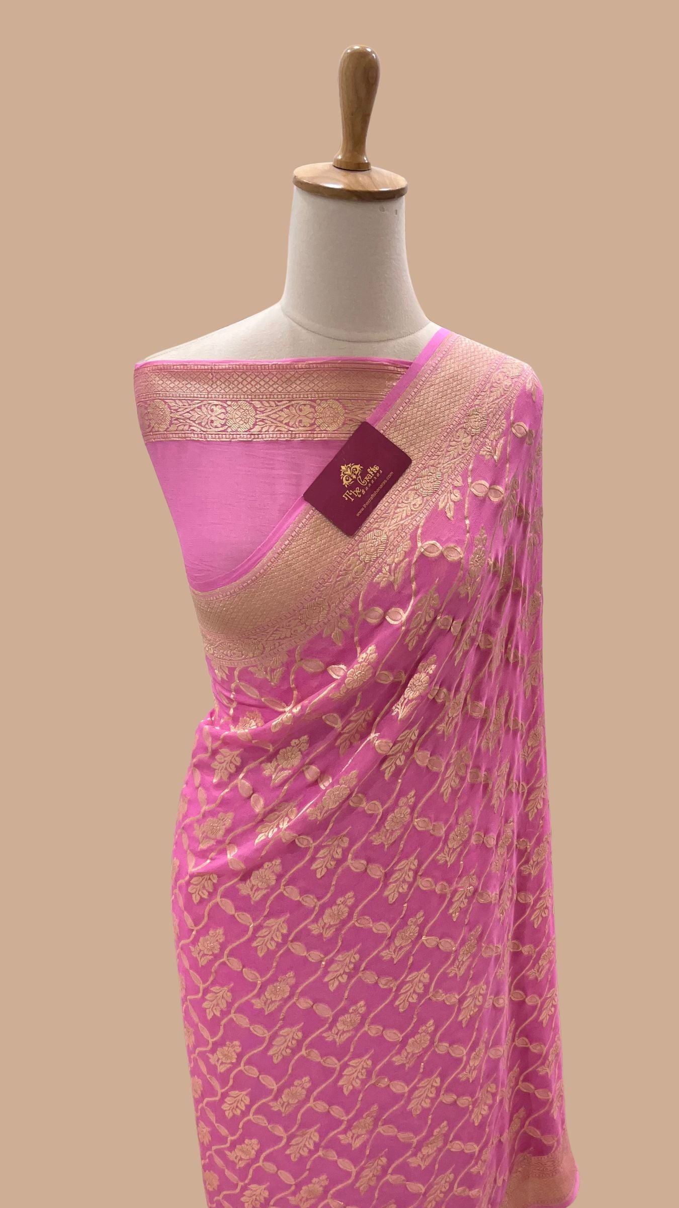 Khaddi Georgette Handloom Banarasi Saree - Water Zari