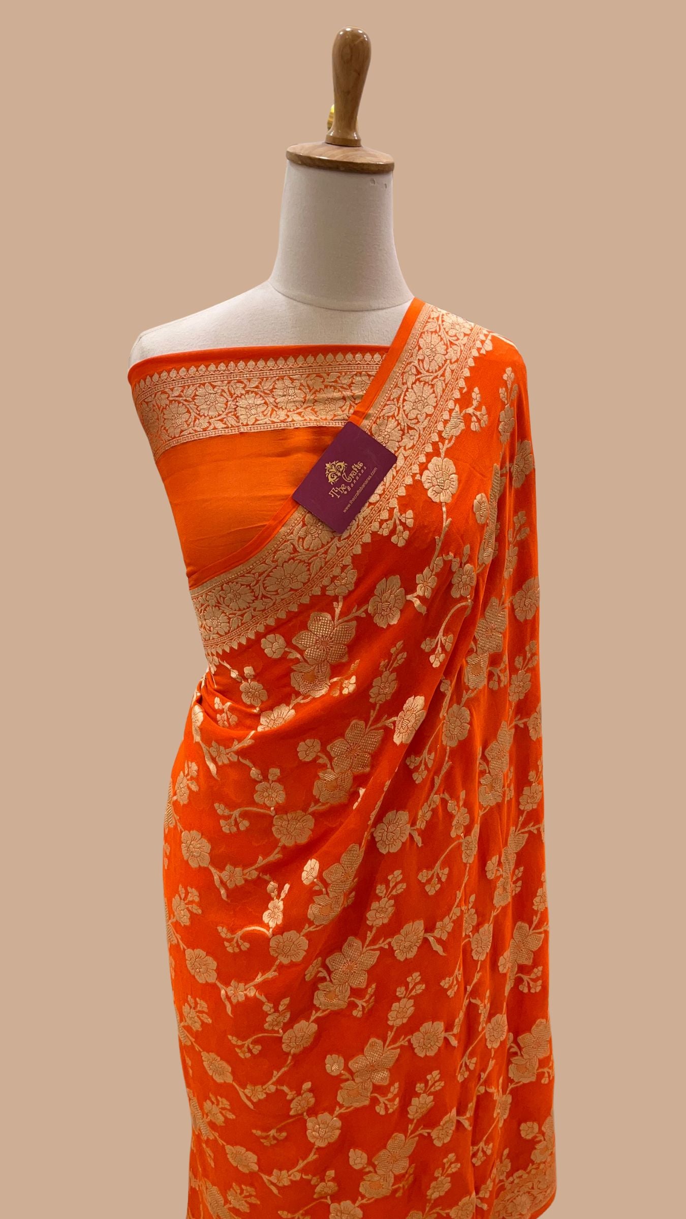 Khaddi Georgette Handloom Banarasi Saree