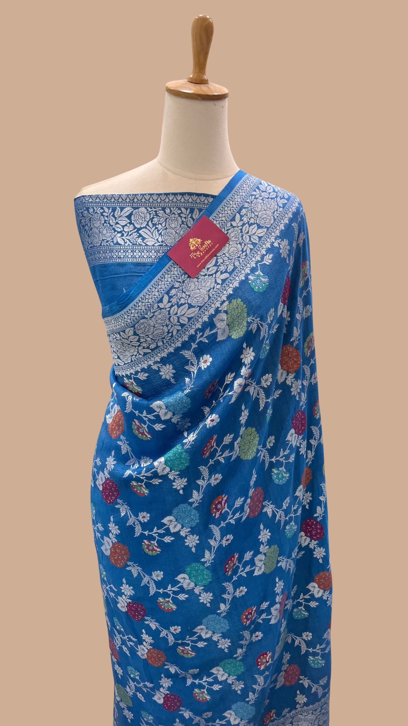Khaddi Georgette Handloom Banarasi Saree - Jaal with Meenakari