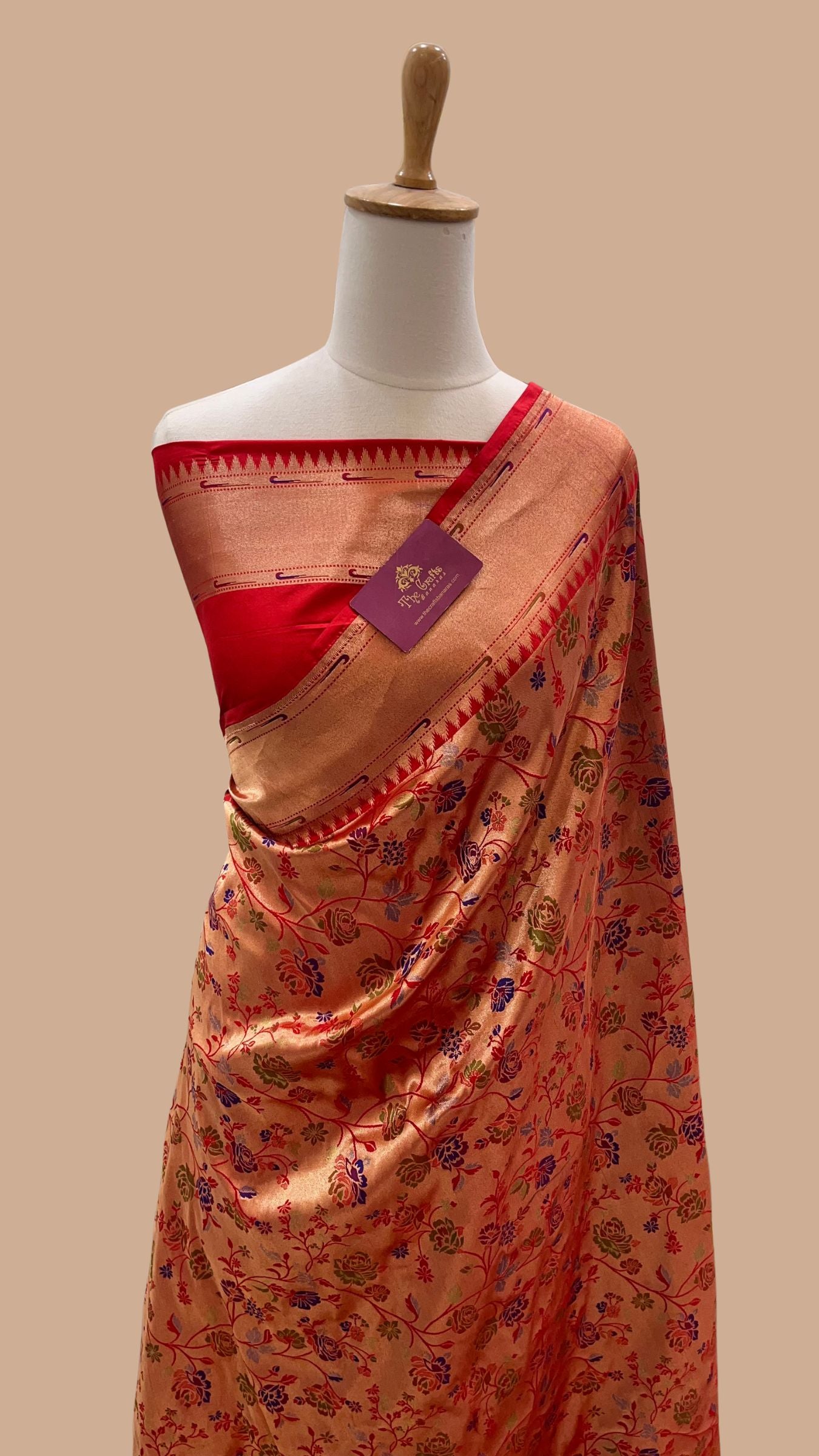 Pure Katan Tissue Silk Handloom Banarasi Saree - Tanchui Brocade Meena