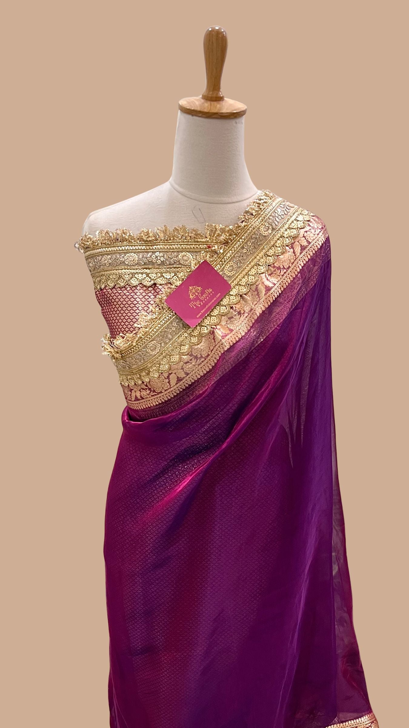 Pure Tissue Silk Handloom Banarasi Saree - with Lace Border