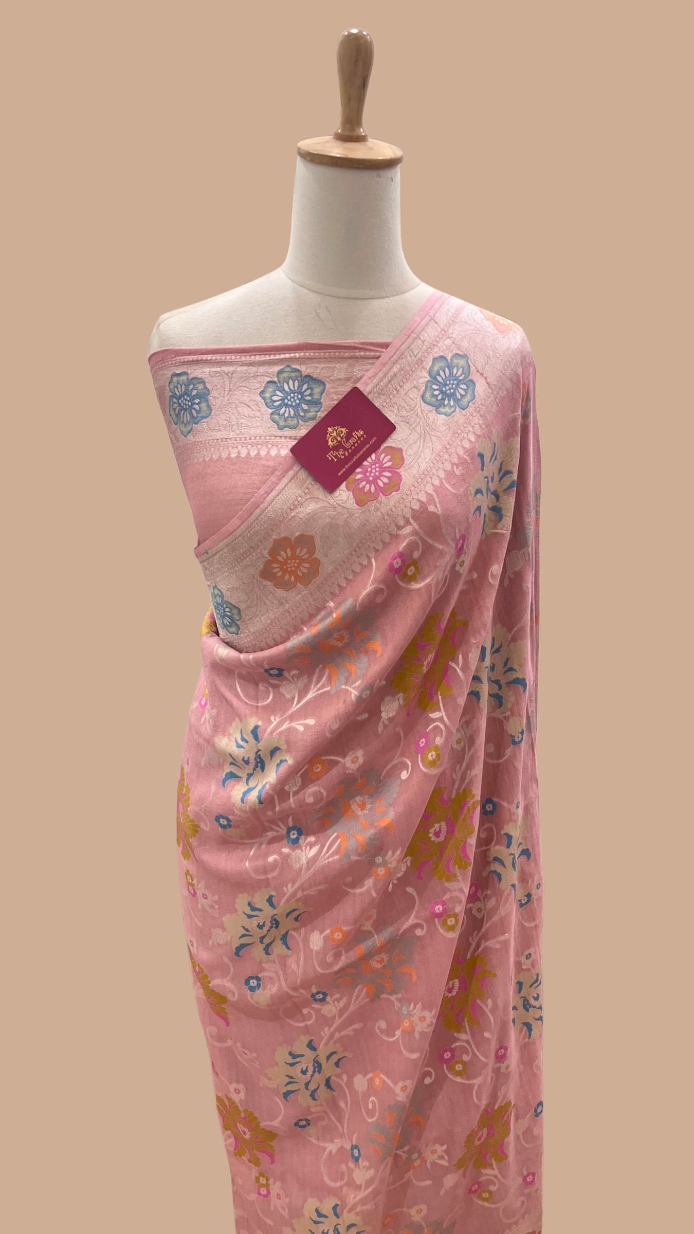 Tussar Georgette Handloom Banarasi Saree - Meenakari