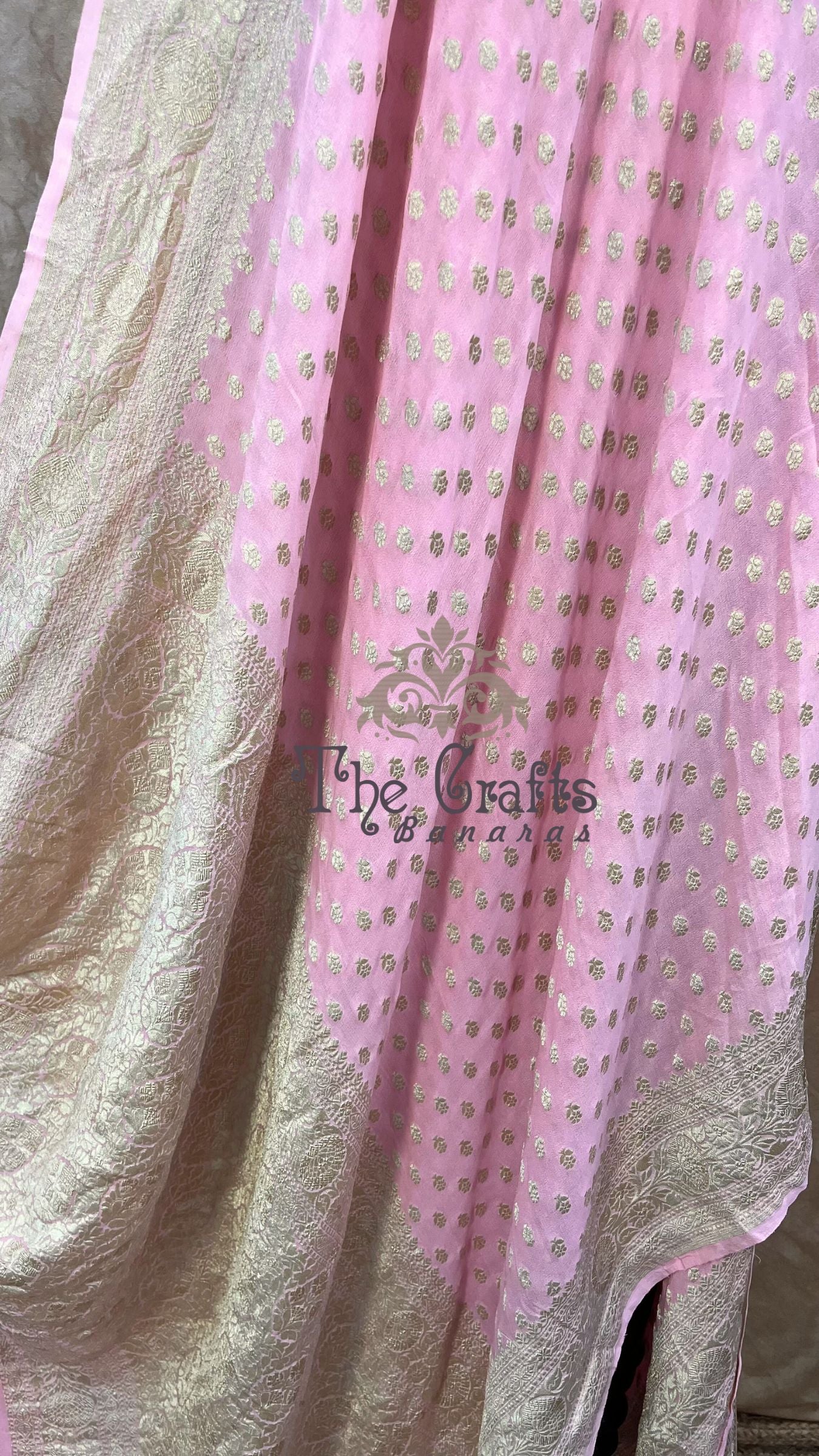 Khaddi Georgette Banarasi Saree - Water Zari