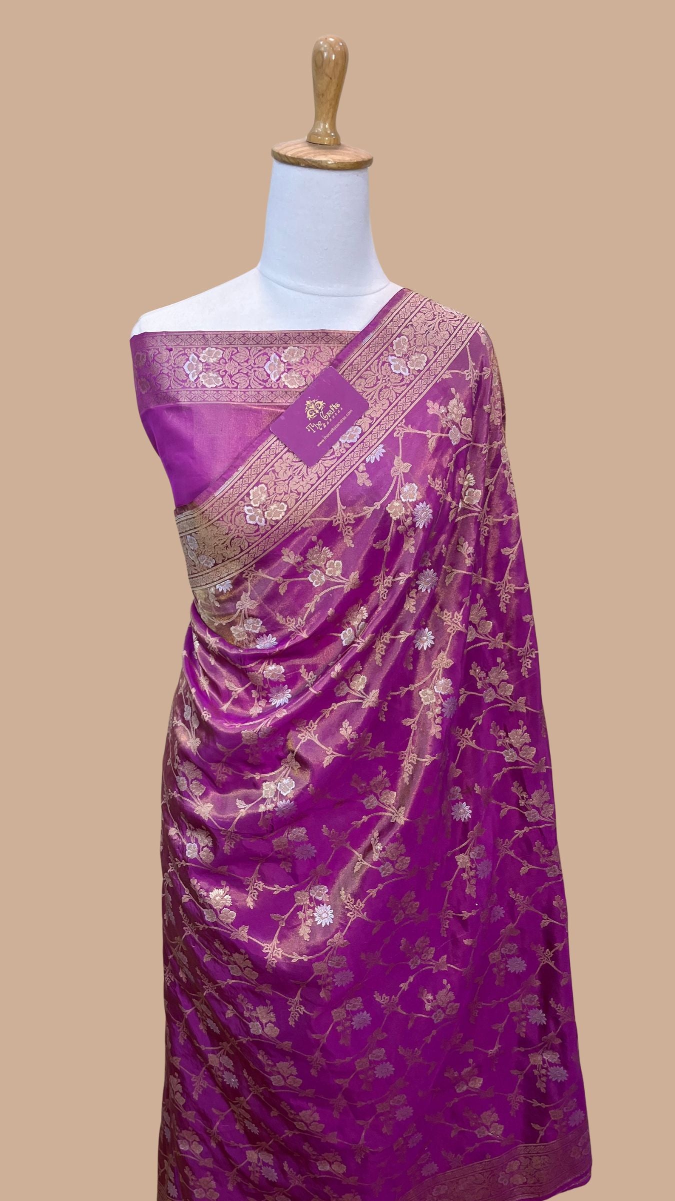 Pure Katan Silk Handloom Banarasi Saree - All over Sona Roopa Jaal work