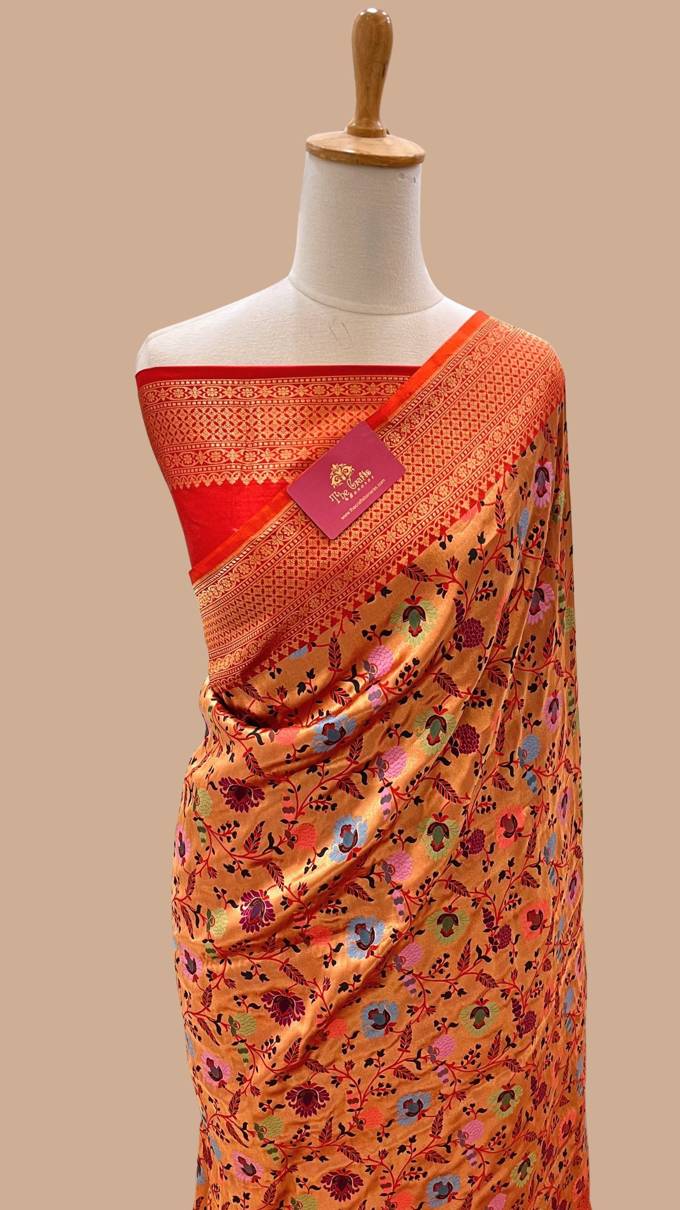 Pure Katan Silk Handloom Banarasi Saree - Tilfi Meenakari Jaal Brocade