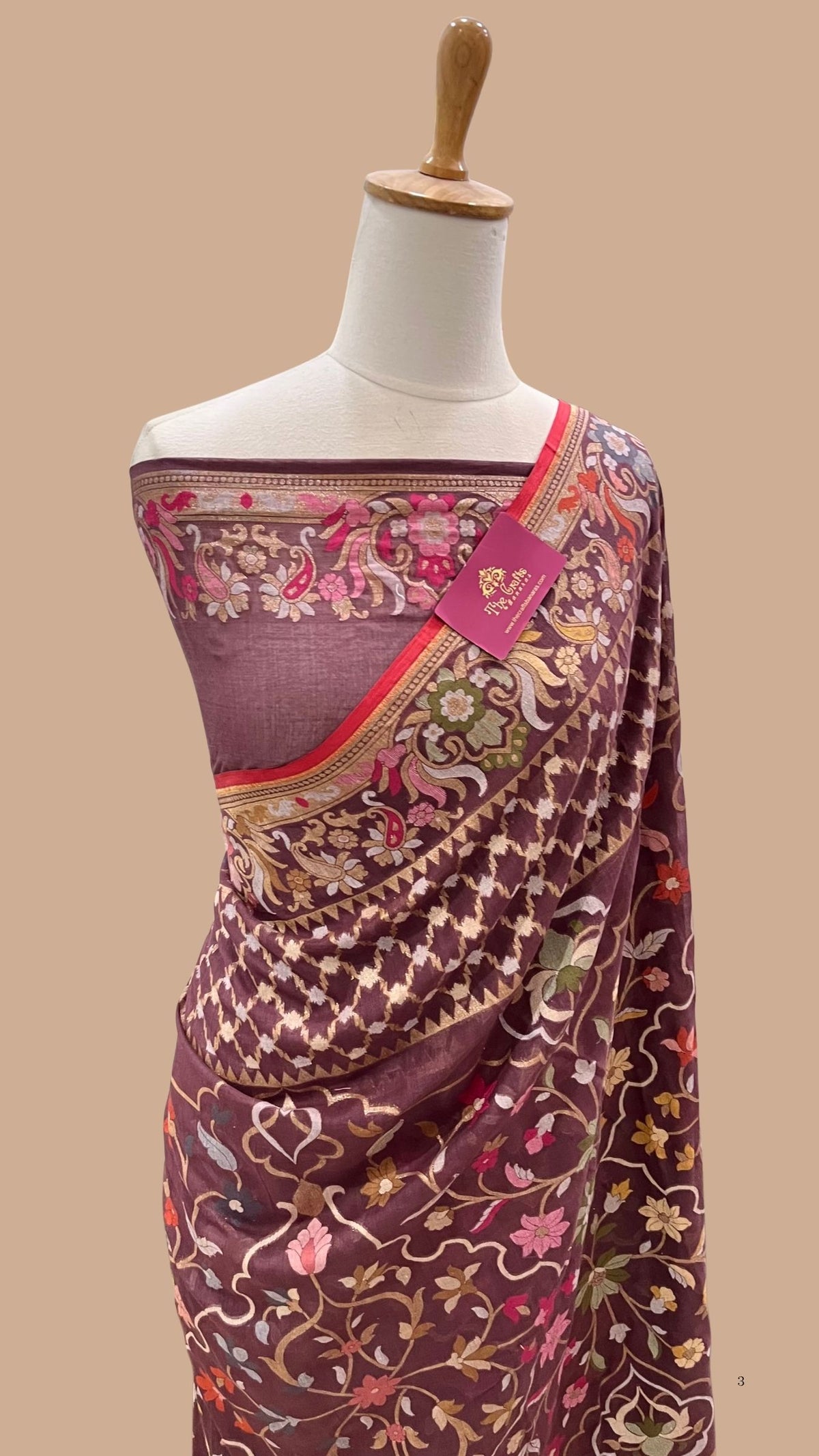 Pure Ektara Cotton Jamdani Banarasi Saree - Tilfi