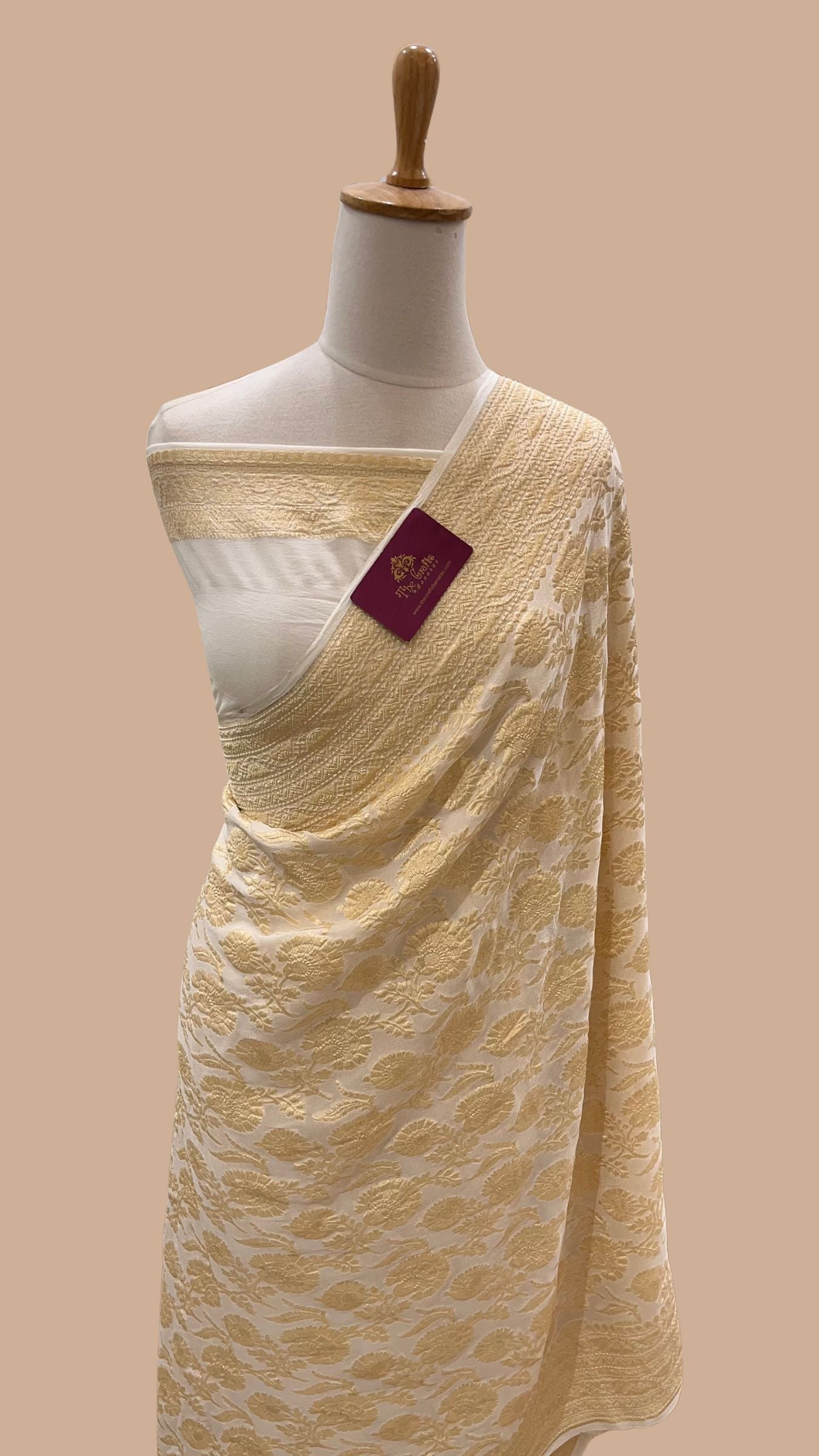 Khaddi Georgette Handloom Banarasi Saree