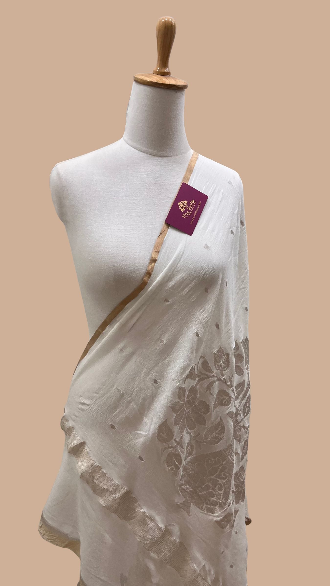 Khaddi Georgette Banarasi Dupatta - Water Zari