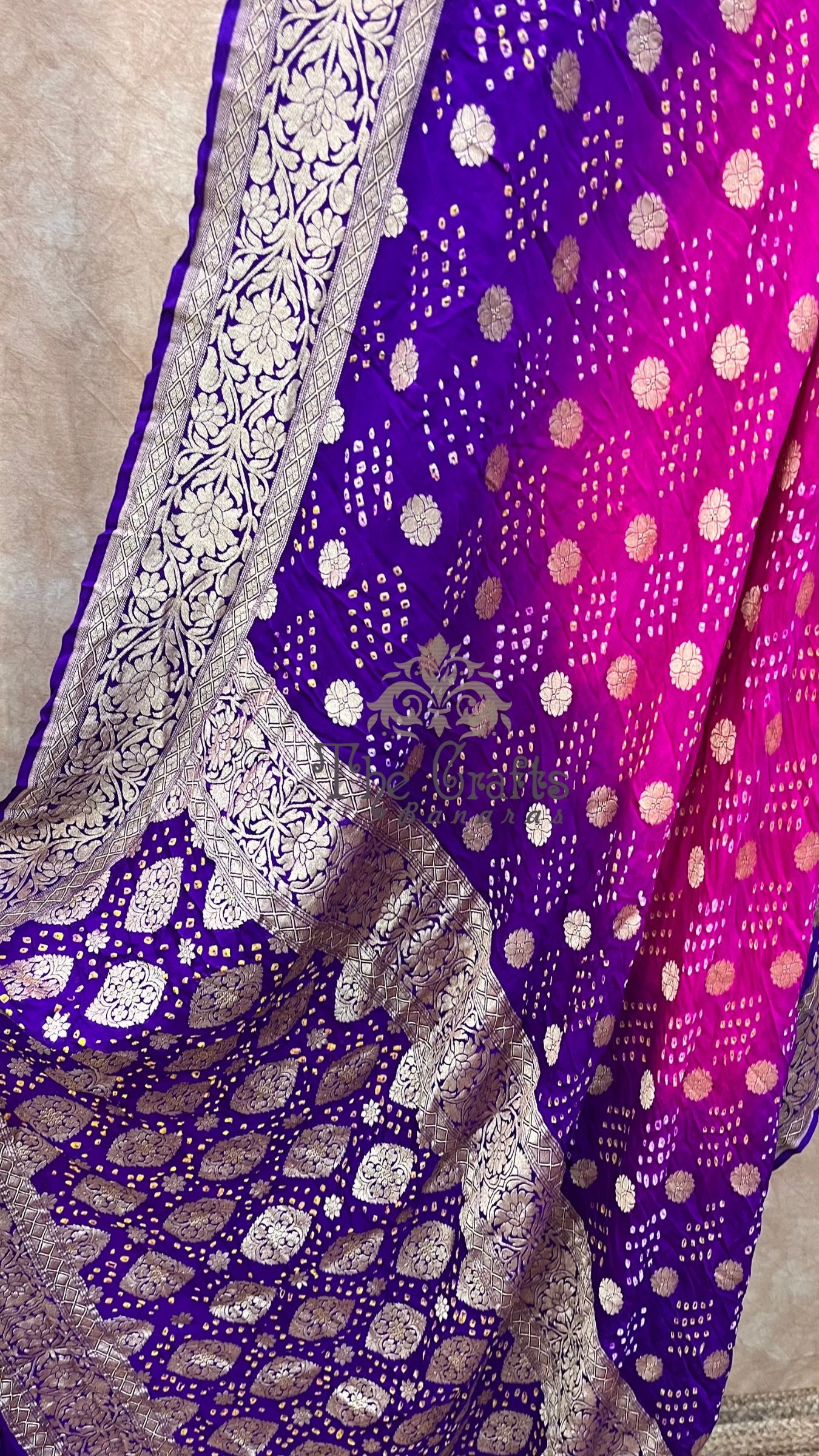 Pure Georgette Banarasi Handloom Bandhej Saree