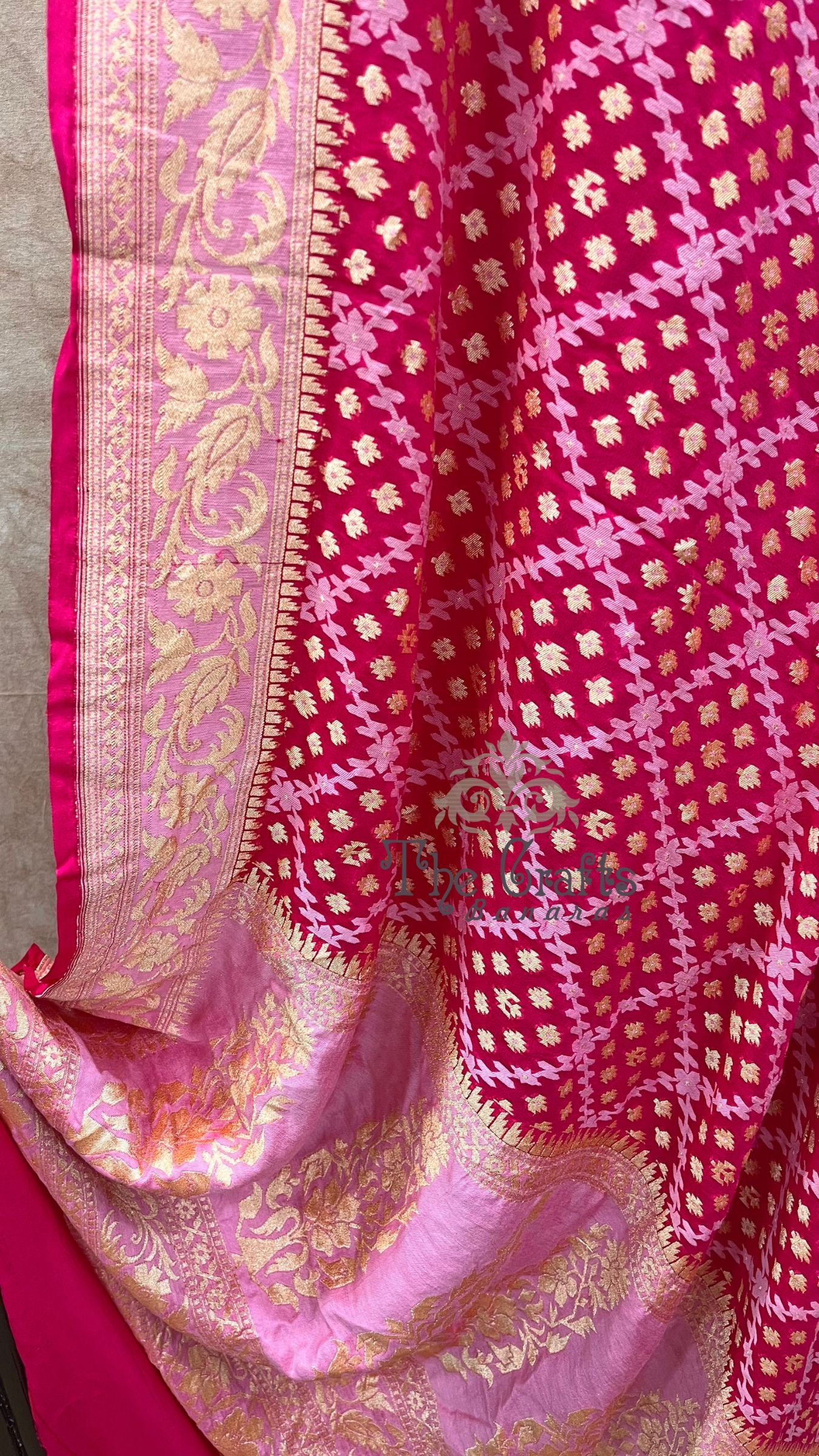 Khaddi Georgette Handloom Banarasi Saree - With sona roopa jaal work