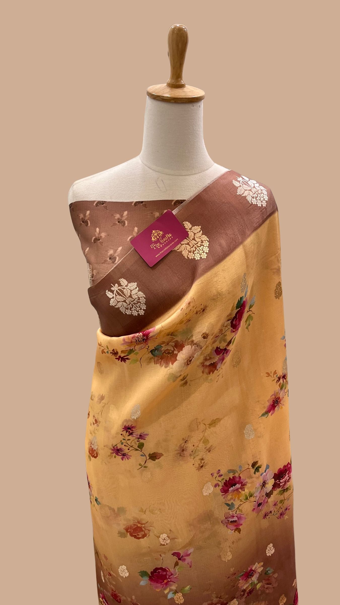 Pure Kora Silk Banarasi Saree - with Digital Print