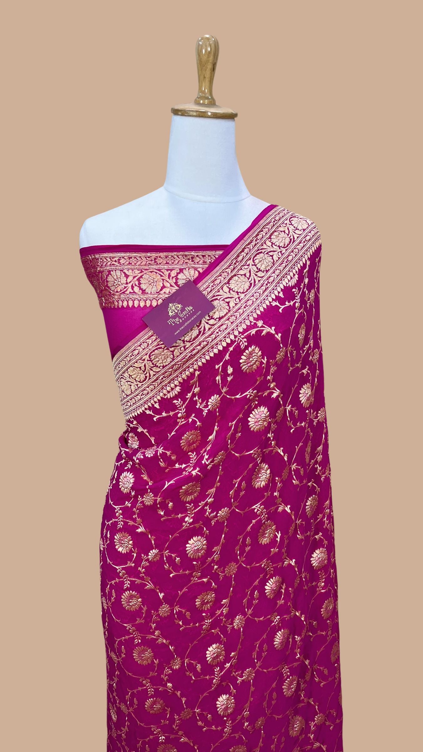 Khaddi Georgette Banarasi Saree - Gold Zari