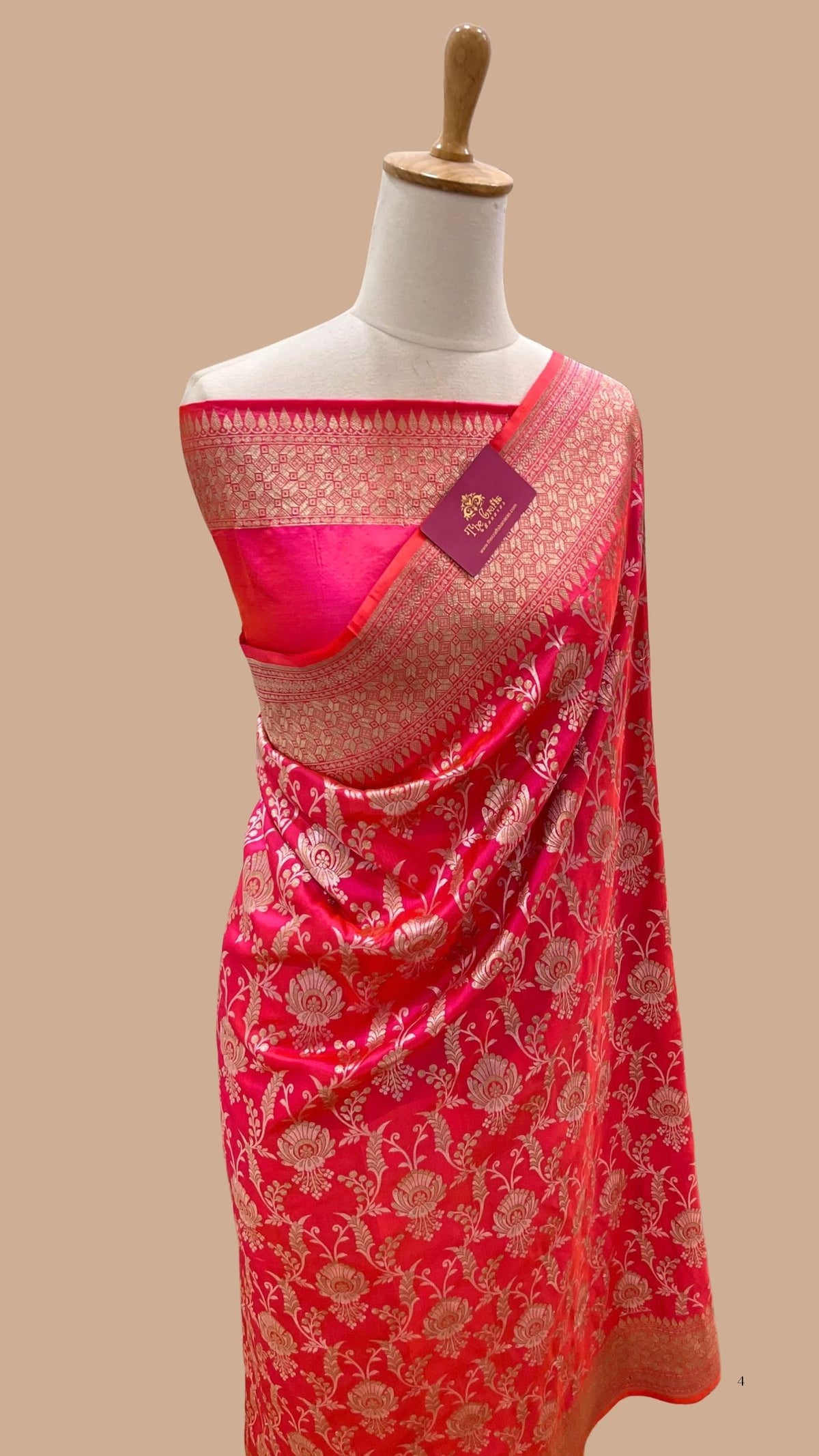 Pure Katan Silk Handloom Banarasi Saree - All Over Sona Rupa Jaal Work
