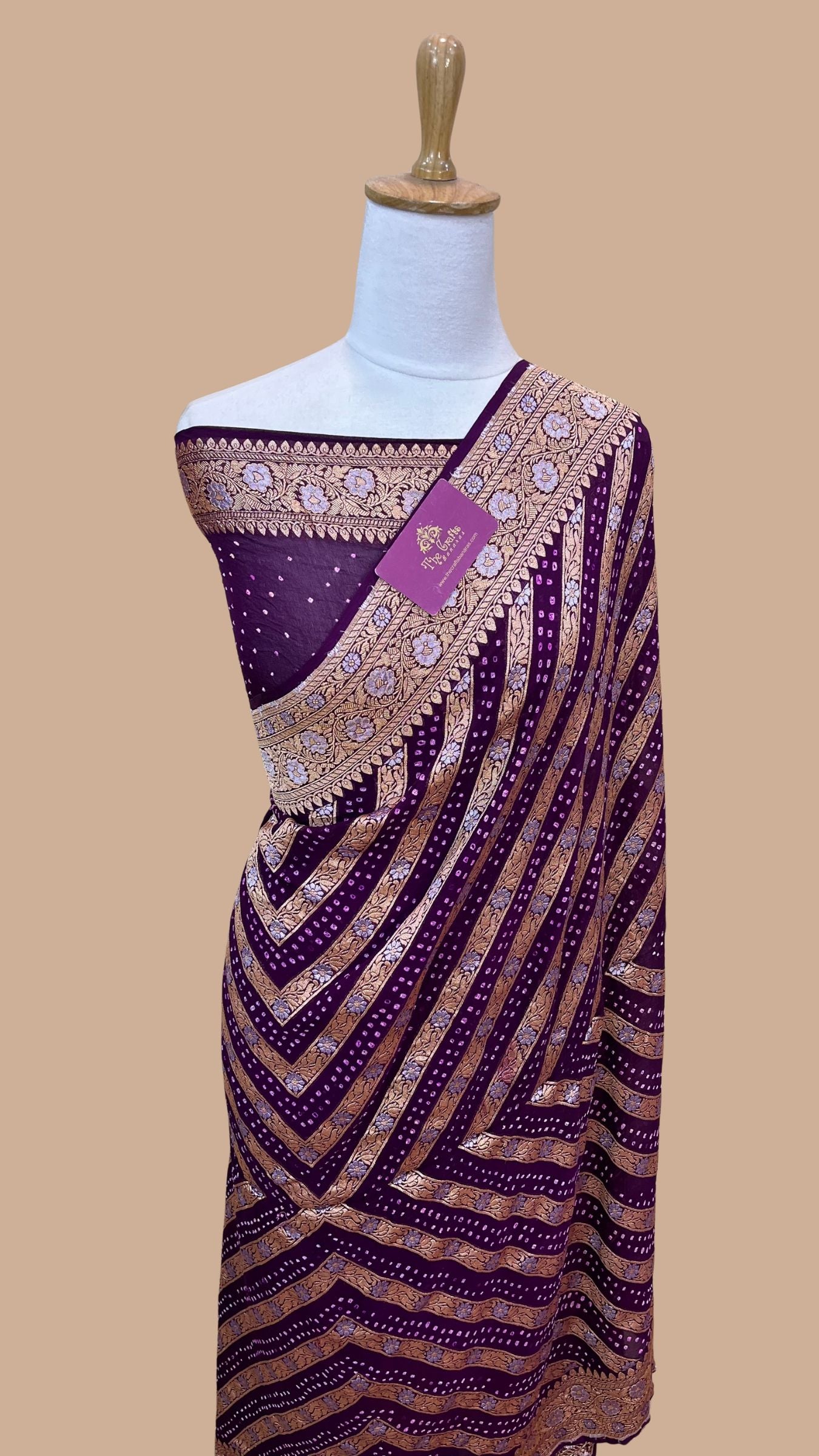 Pure Georgette Banarasi Handloom Bandhej Saree