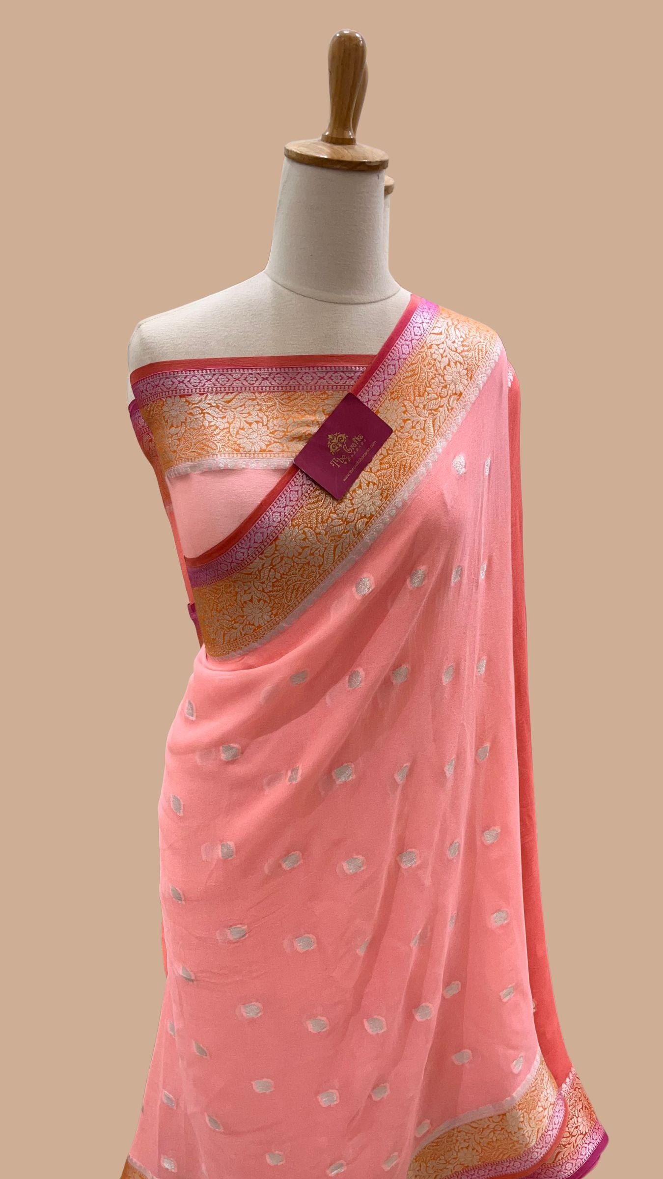 Pure Khaddi Chiffon Banarasi Saree - Multicolored