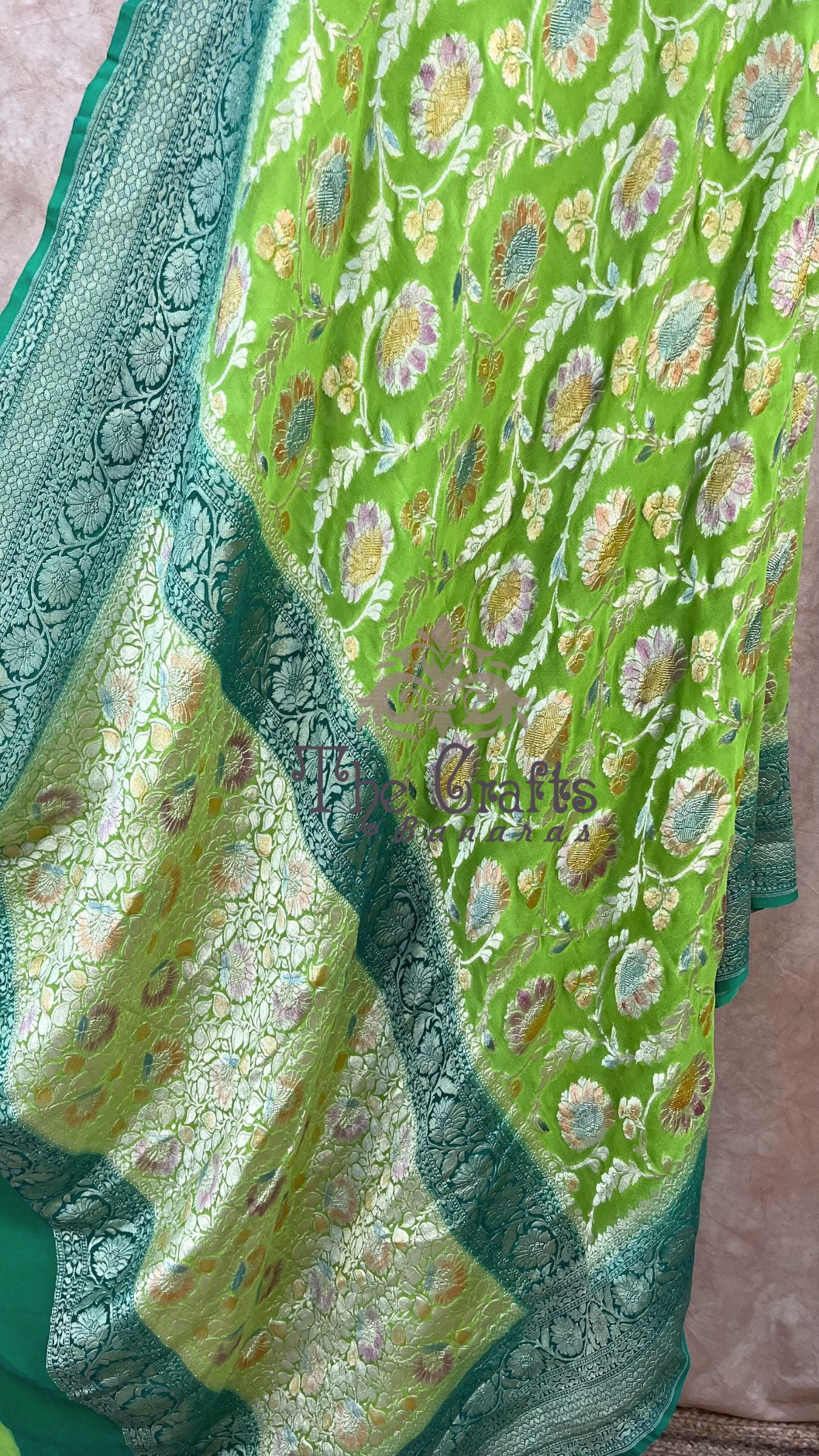 Khaddi Georgette Handloom Banarasi Saree - Water Zari