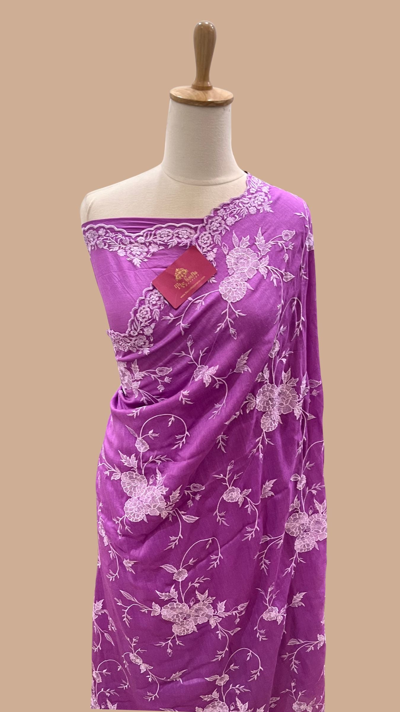 Pure Munga Silk Handloom Banarasi Saree - Chikankari all over