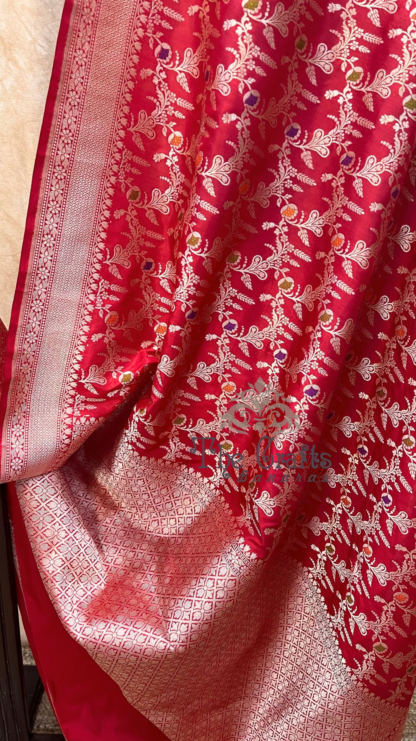 Pure Katan Silk Handloom Banarasi Saree - All over Meenakari Jaal work