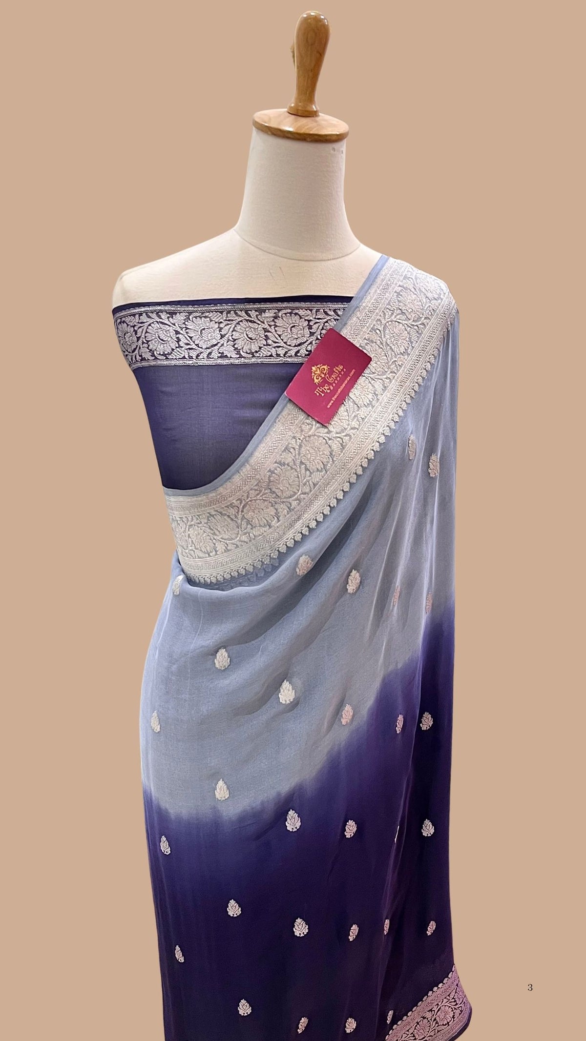 Pure Georgette Banarasi Handloom Saree - Silver Zari