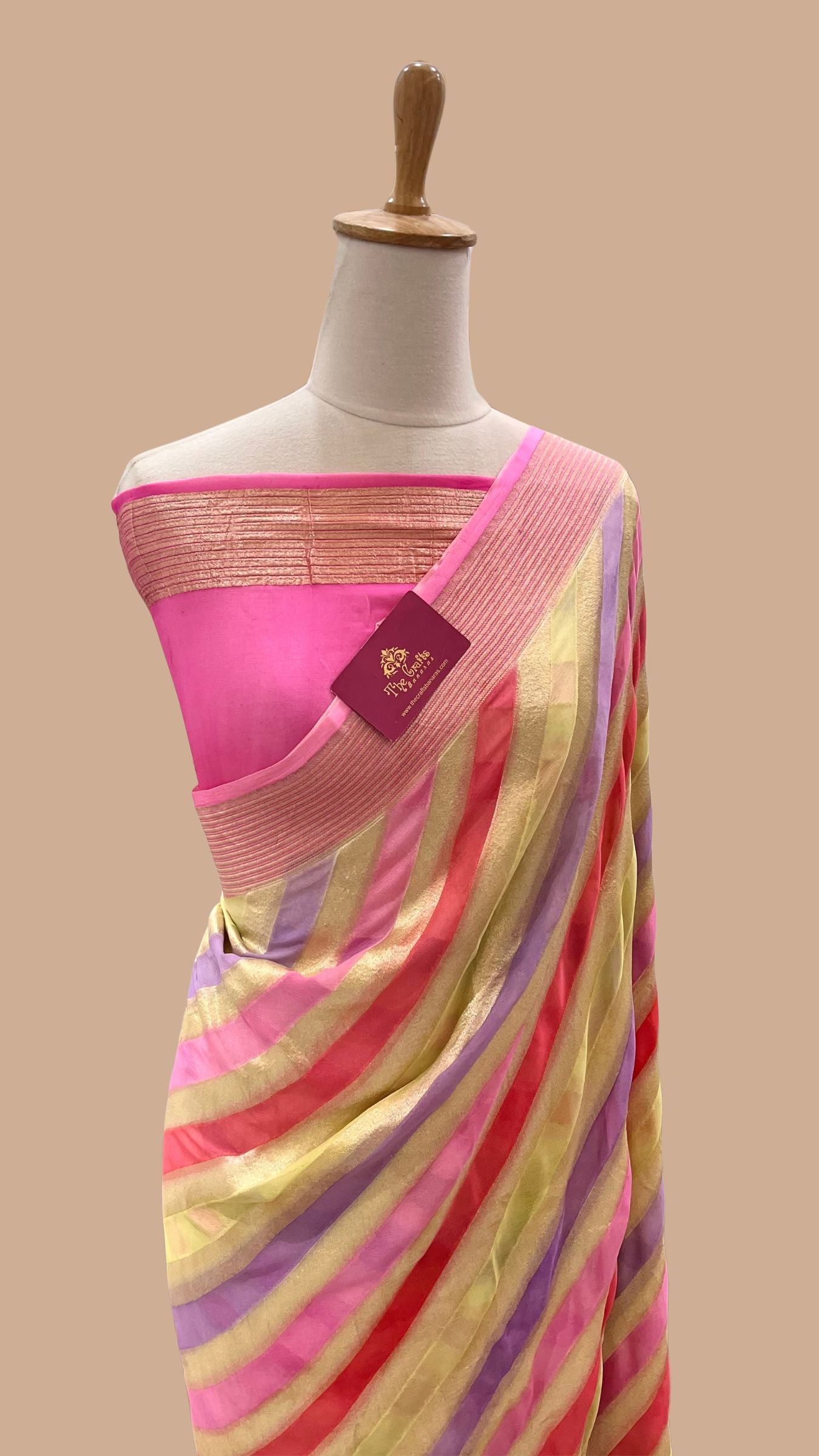 Khaddi Georgette Handloom Banarasi Saree