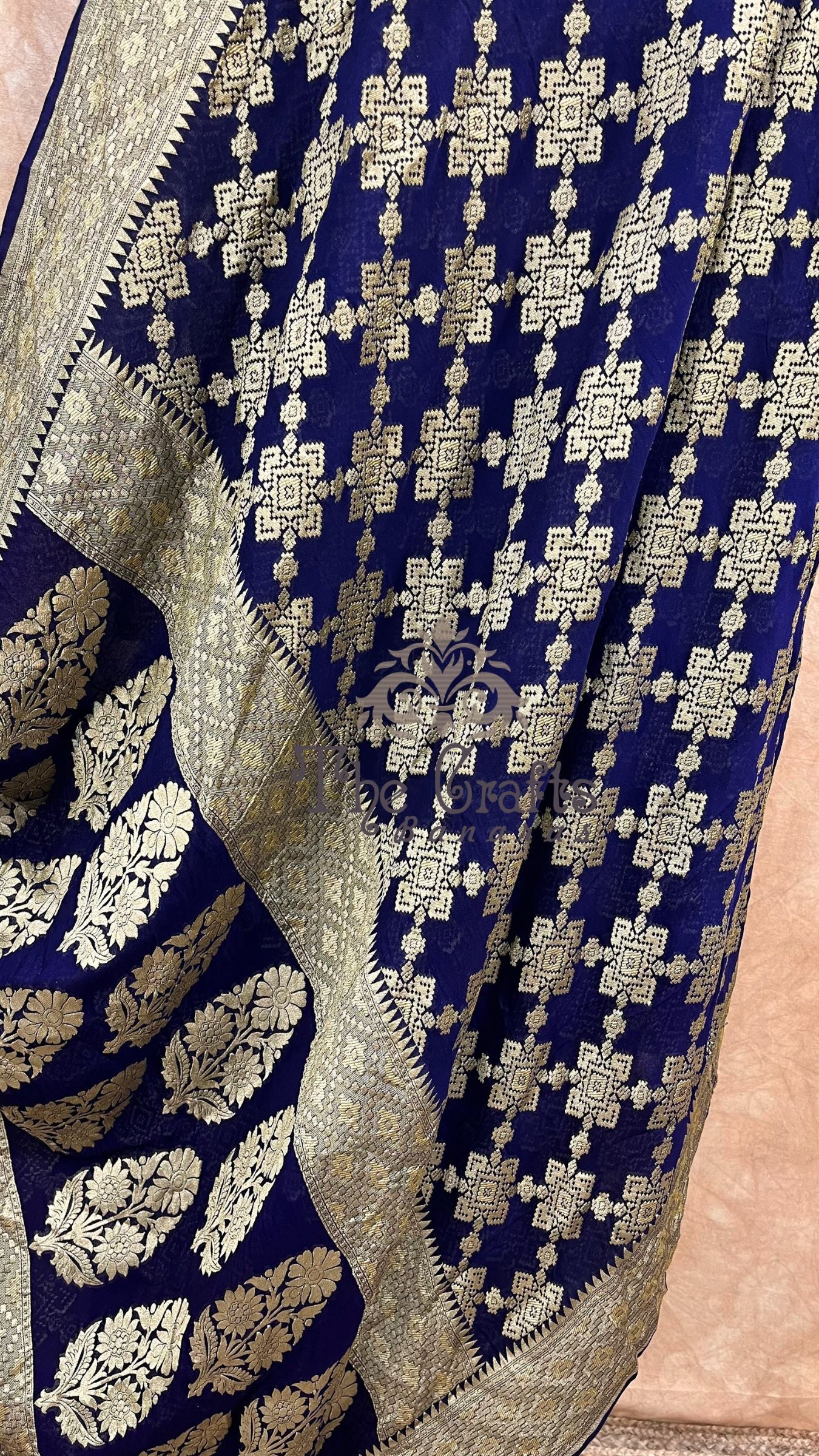 Khaddi Georgette Banarasi Saree - Gold Zari