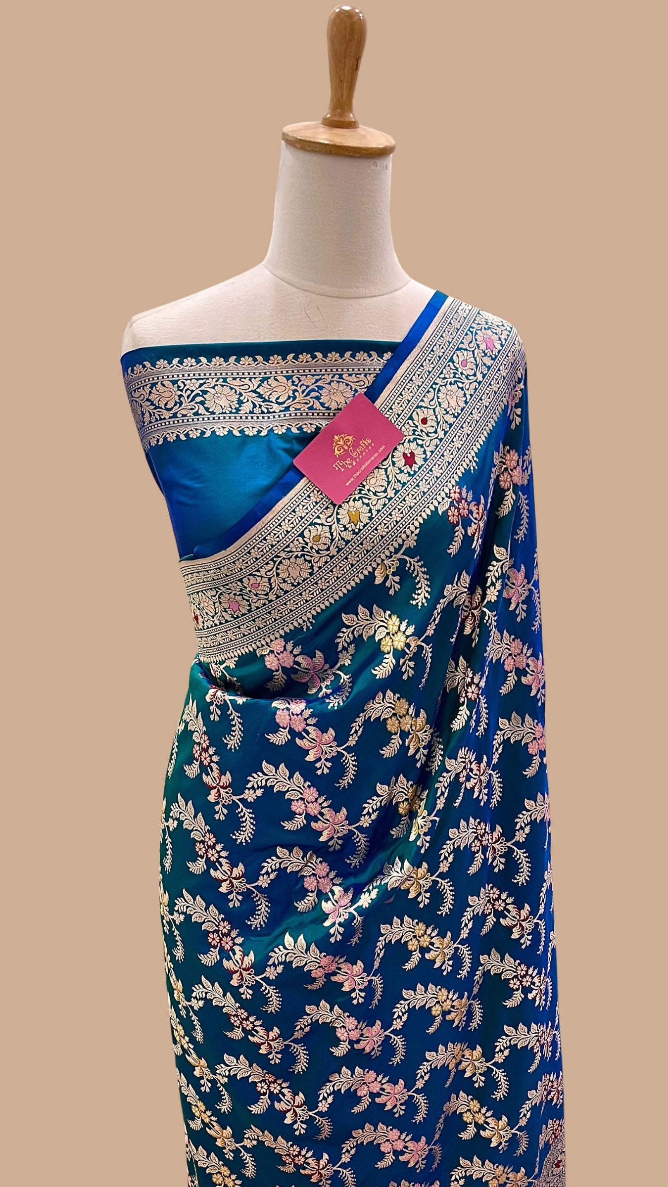 Pure Katan Silk Handloom Banarasi Saree - All over Meenakari Jaal work