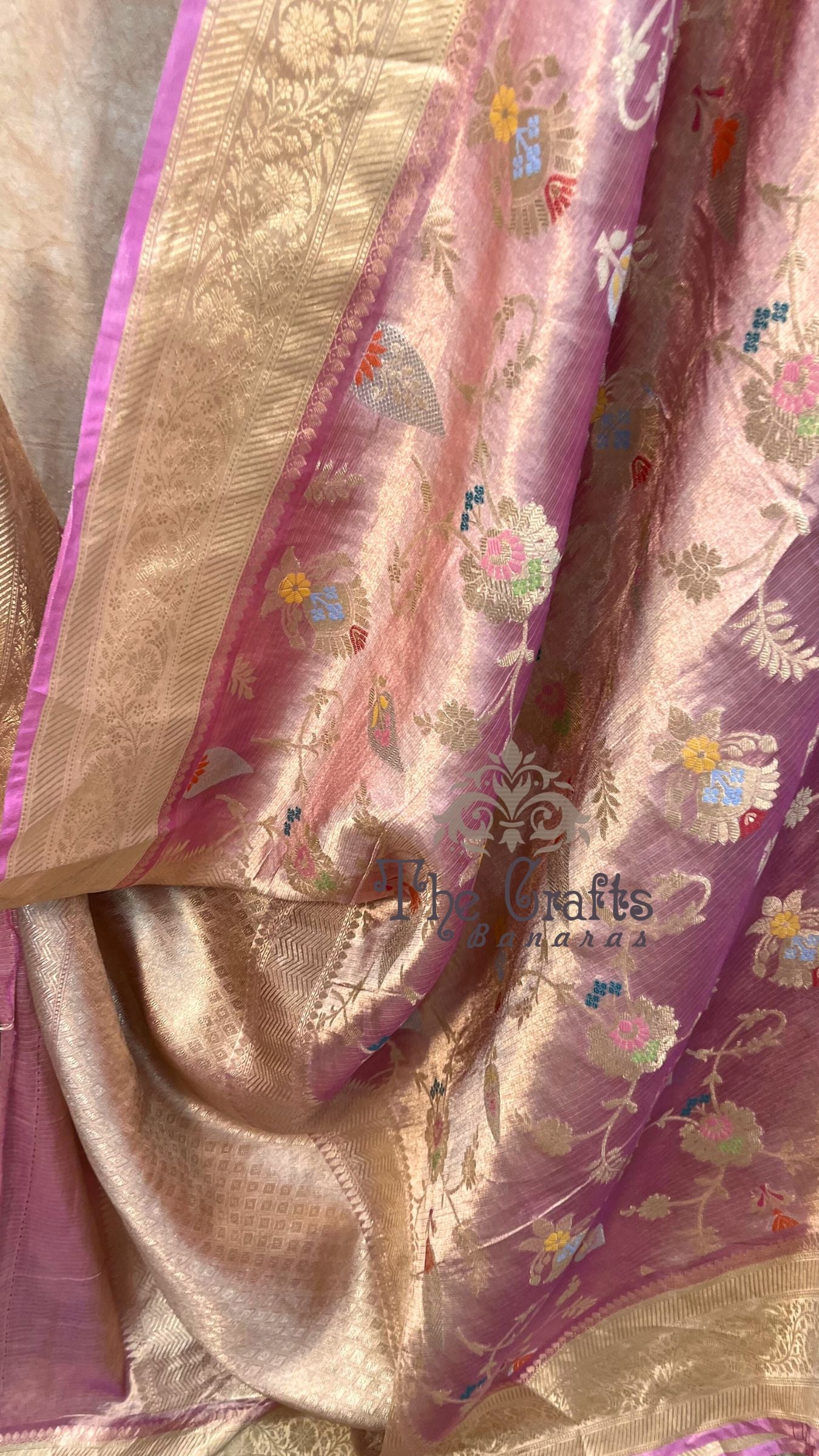 Pure Zari Kota Tissue Silk Handloom  Banarasi Saree - Meenakari