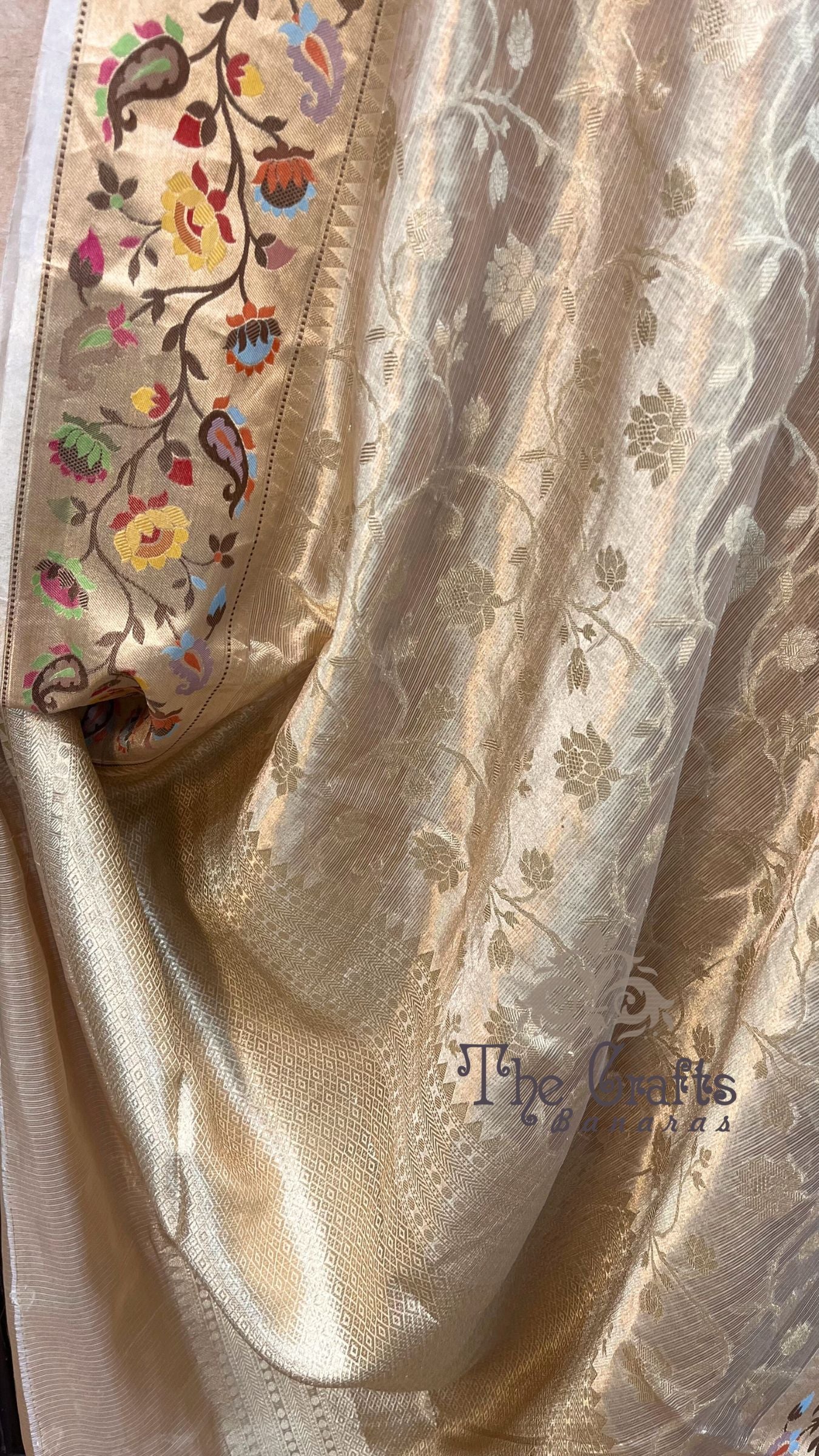 Pure Zari Kota Tissue Silk Handloom  Banarasi Saree - Meenakari