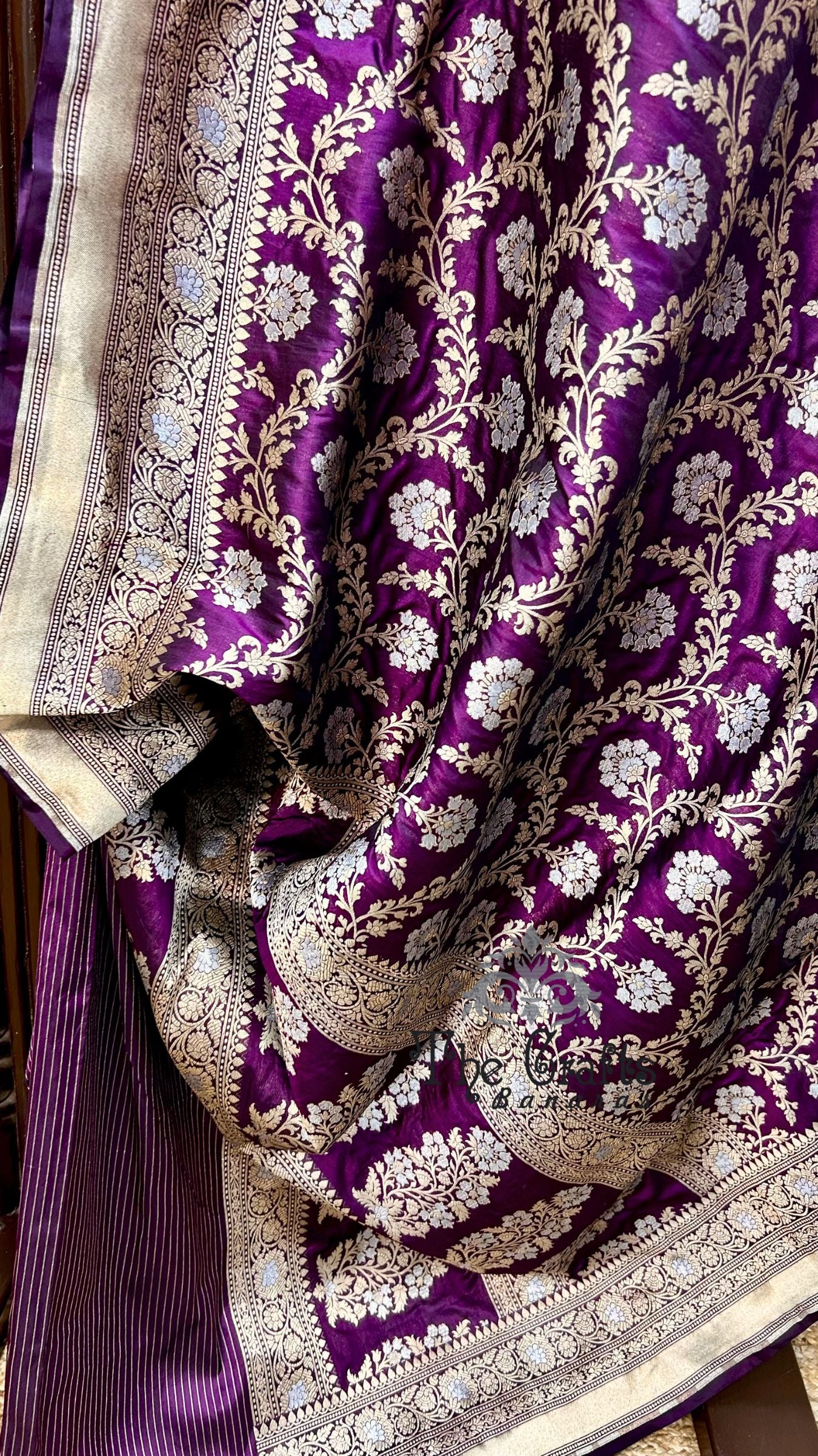Pure Katan Silk Handloom Banarasi Saree - All over Sona Roopa Jaal work
