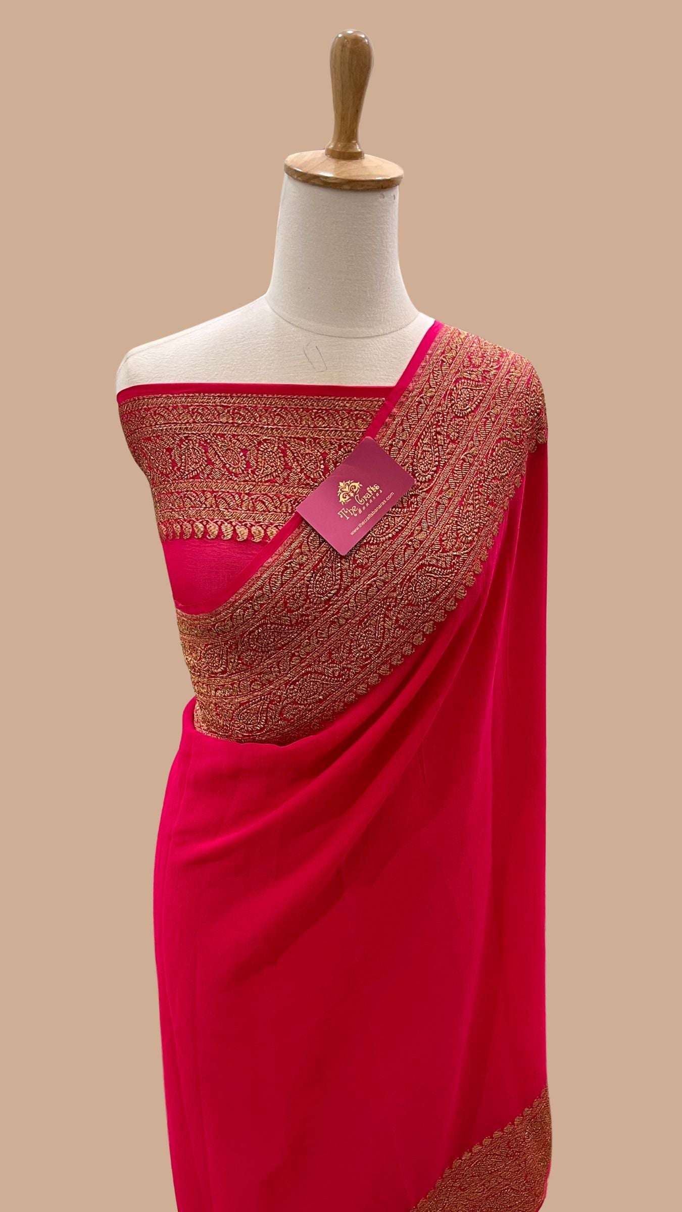 Khaddi Georgette Banarasi Saree - Antique Zari