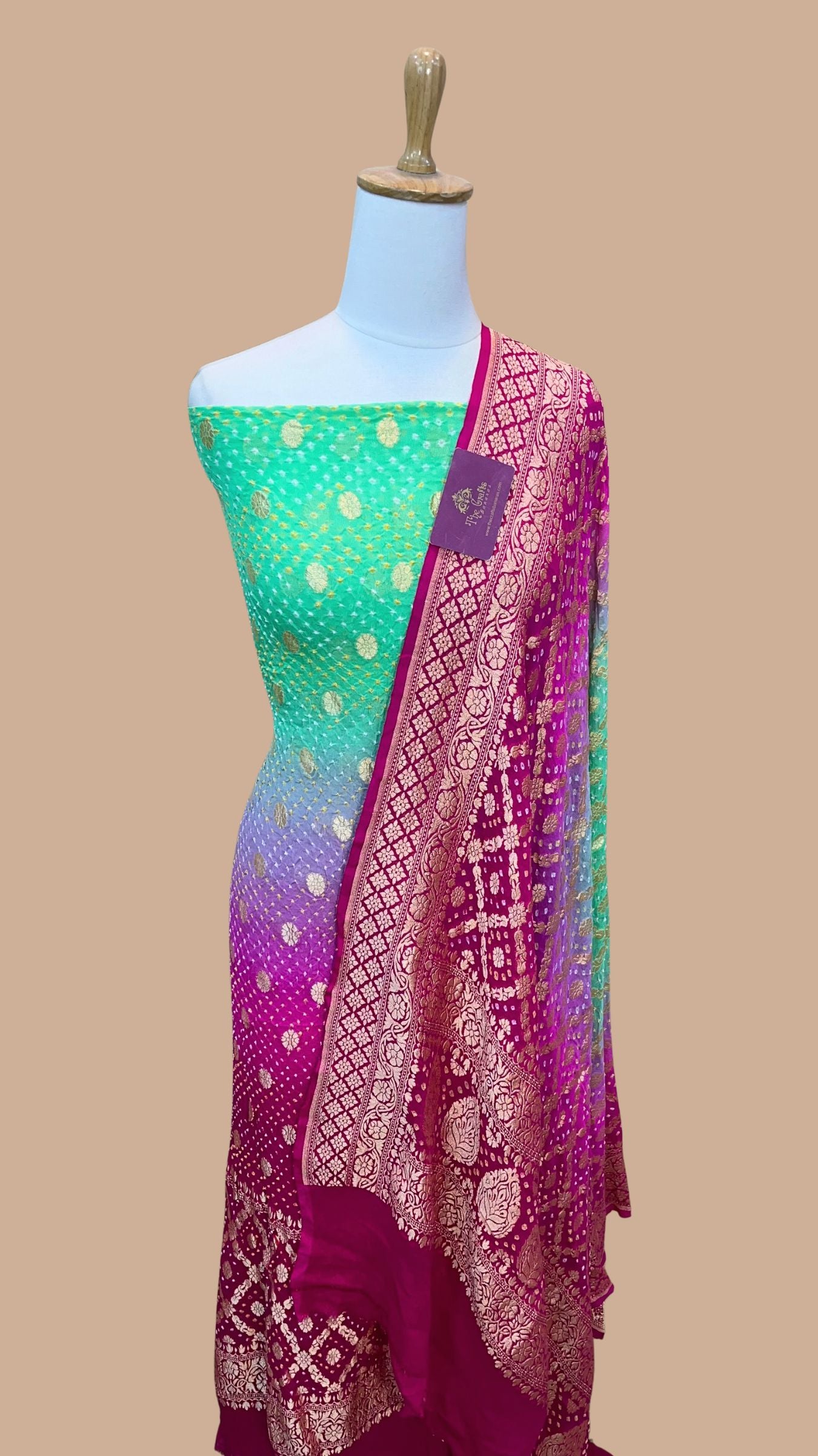 Pure Georgette Banarasi Bandhej Dress Material