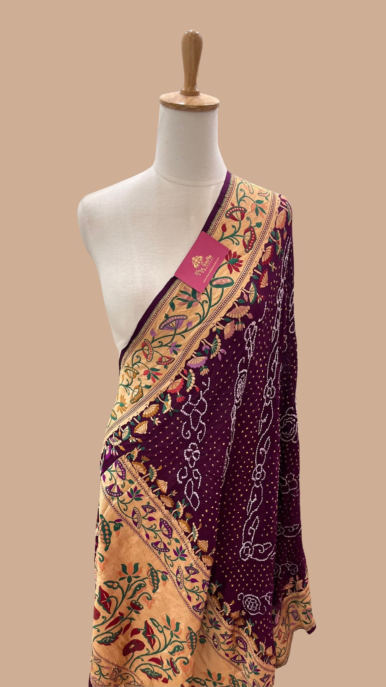 Khaddi Georgette Banarasi Handloom Bandhej Dupatta