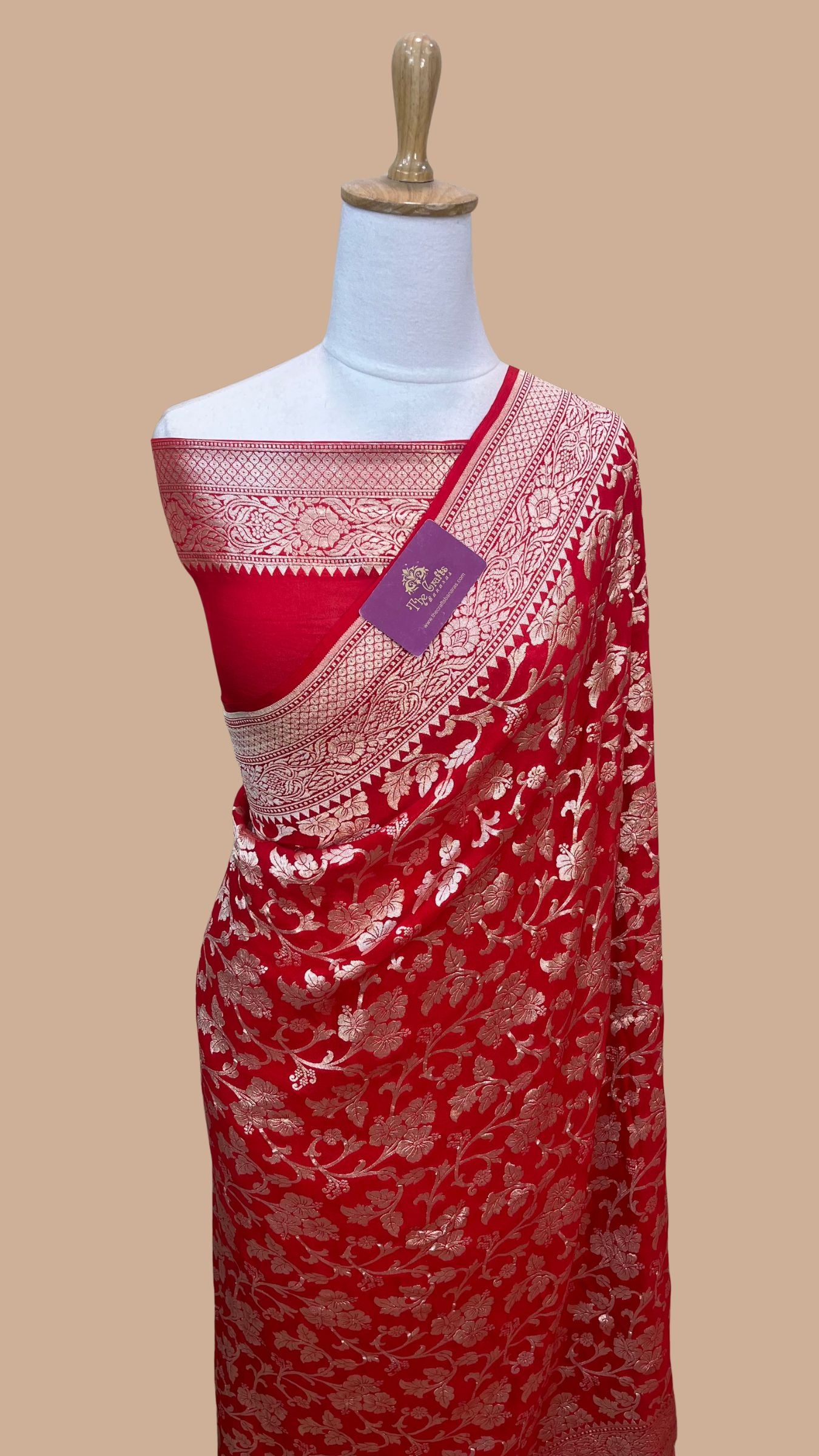 Khaddi Georgette Handloom Banarasi Saree
