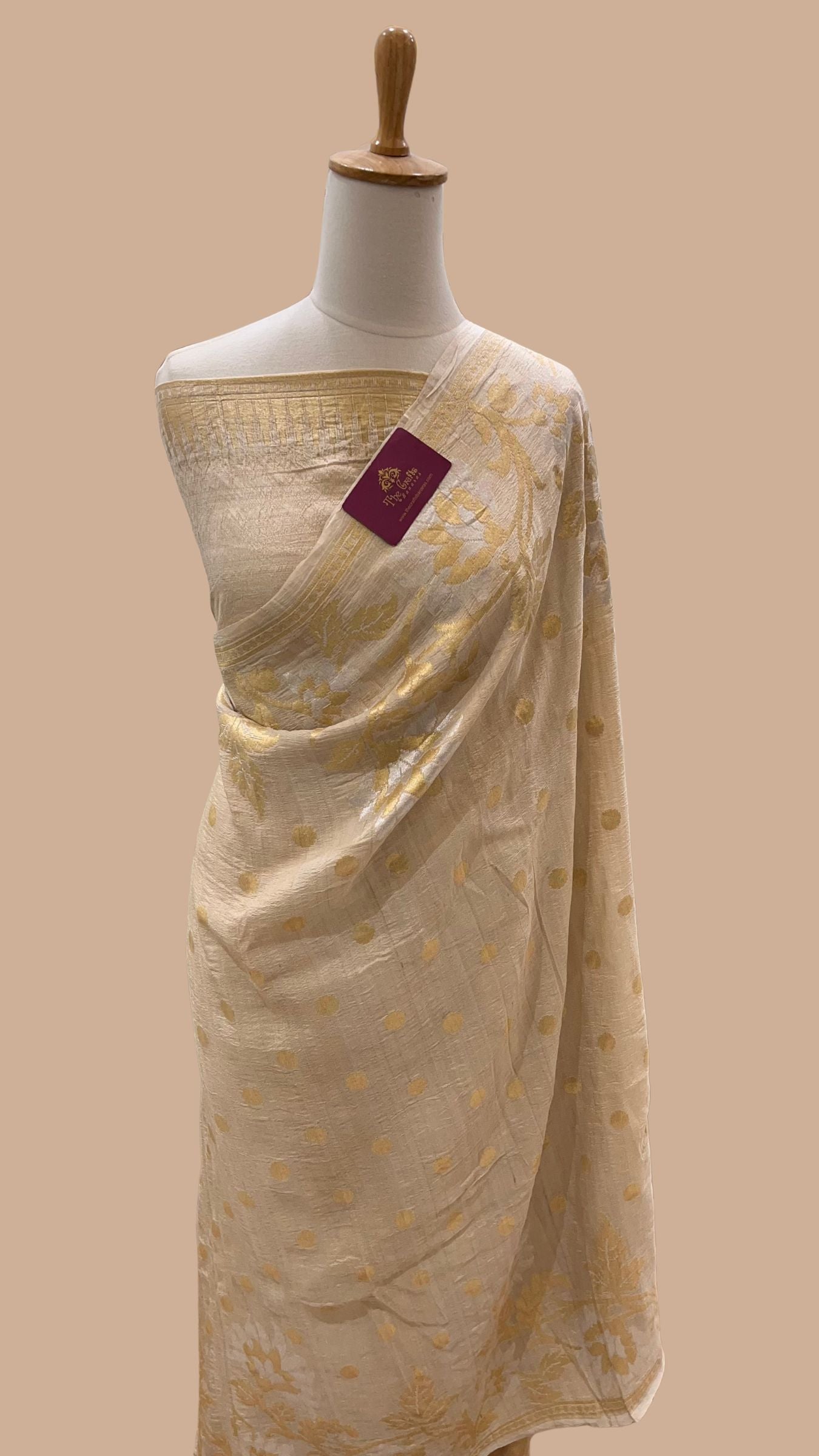 Tussar Georgette Handloom Banarasi Saree - Jaal with Meenakari