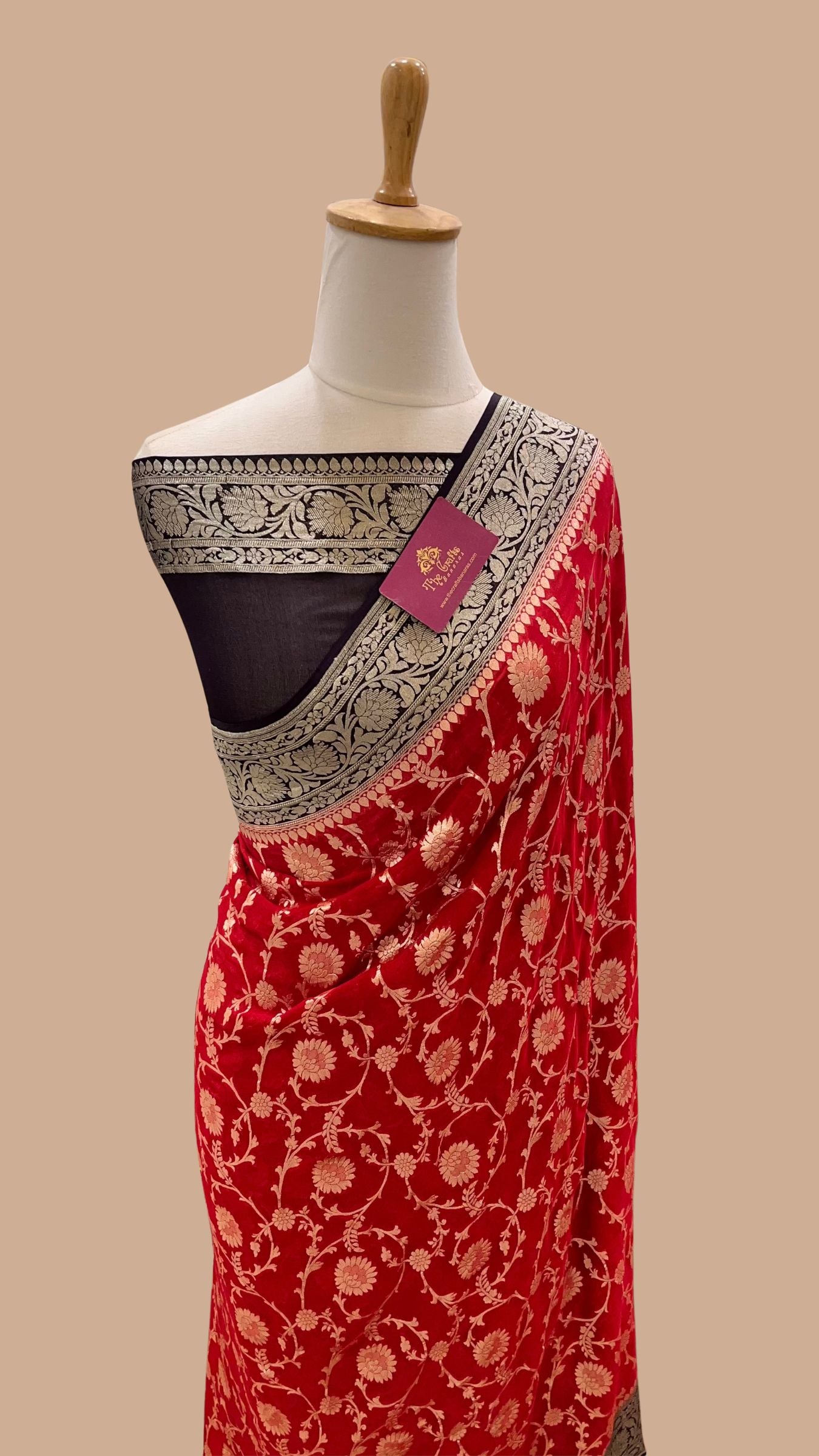 Khaddi Georgette Banarasi Saree - Gold Zari
