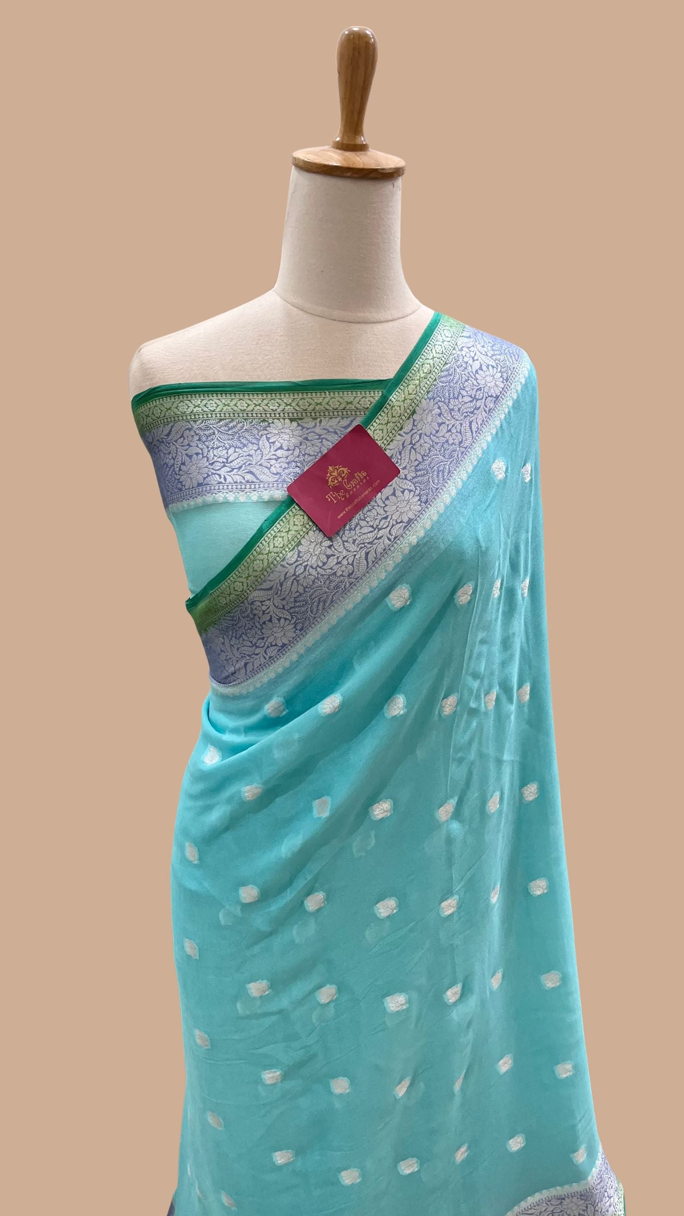 Pure Khaddi Chiffon Banarasi Saree - Multicolored