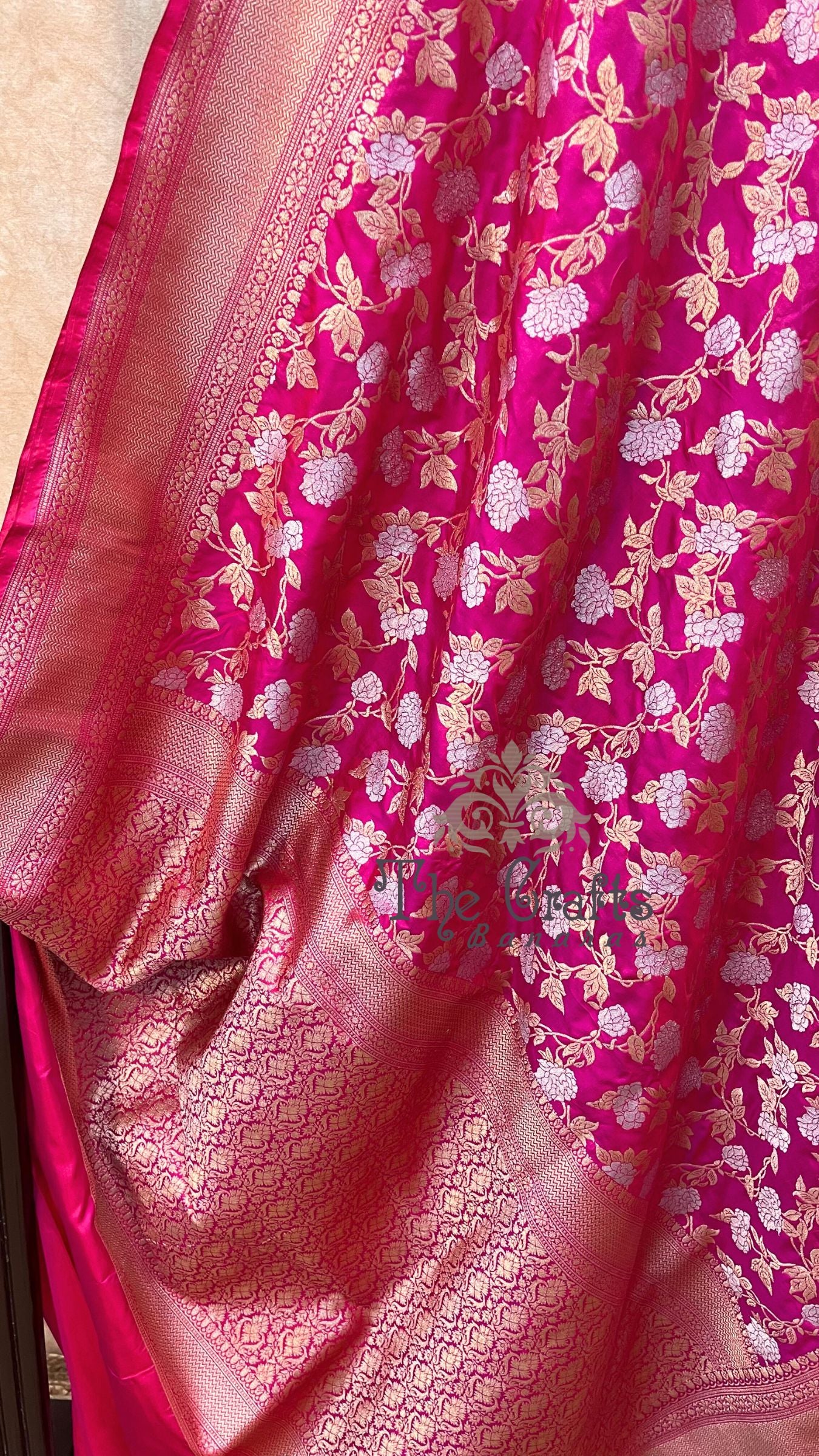 Pure Katan Silk Handloom Banarasi Saree - All over Sona Roopa Jaal work