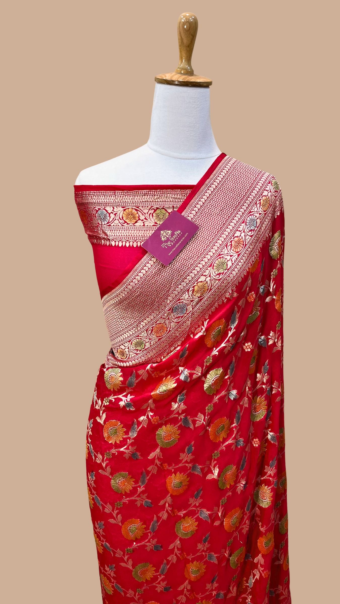 Khaddi Georgette Handloom Banarasi Saree - Water Zari