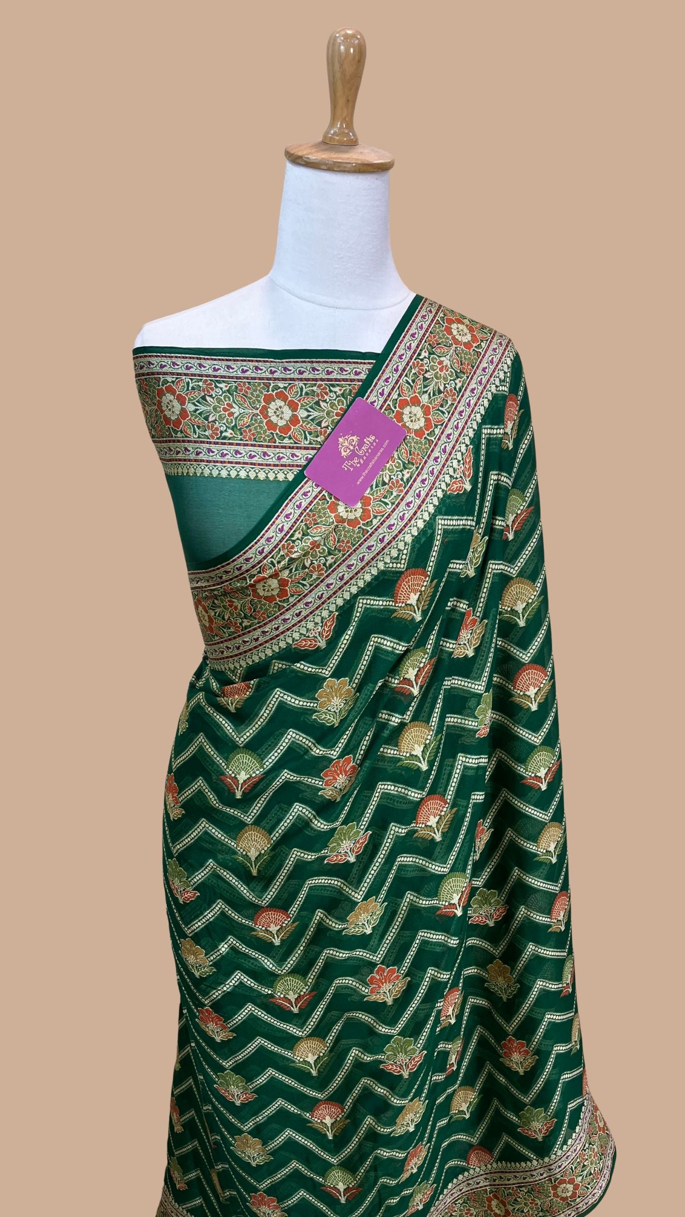 Pure Khaddi Chiffon Banarasi Saree
