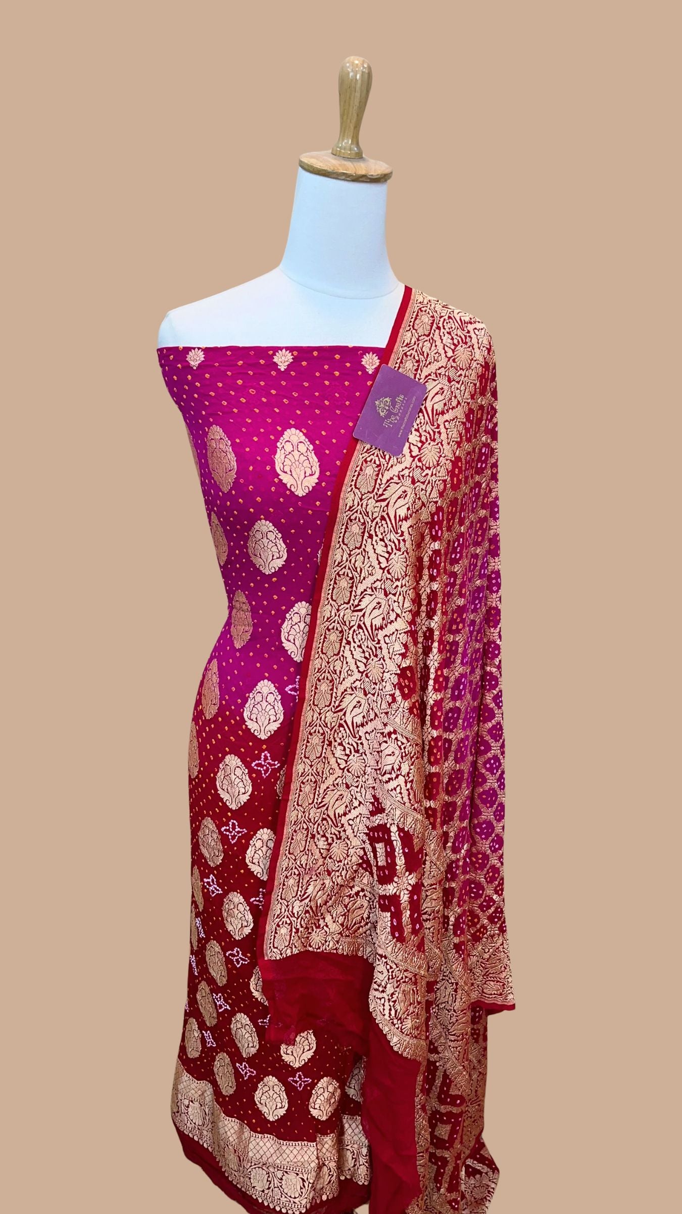 Pure Georgette Banarasi Bandhej Dress Material