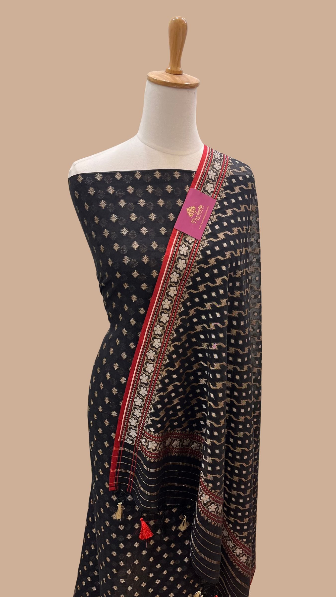 Pure Ektara Cotton Jamdani Banarasi Dress Material