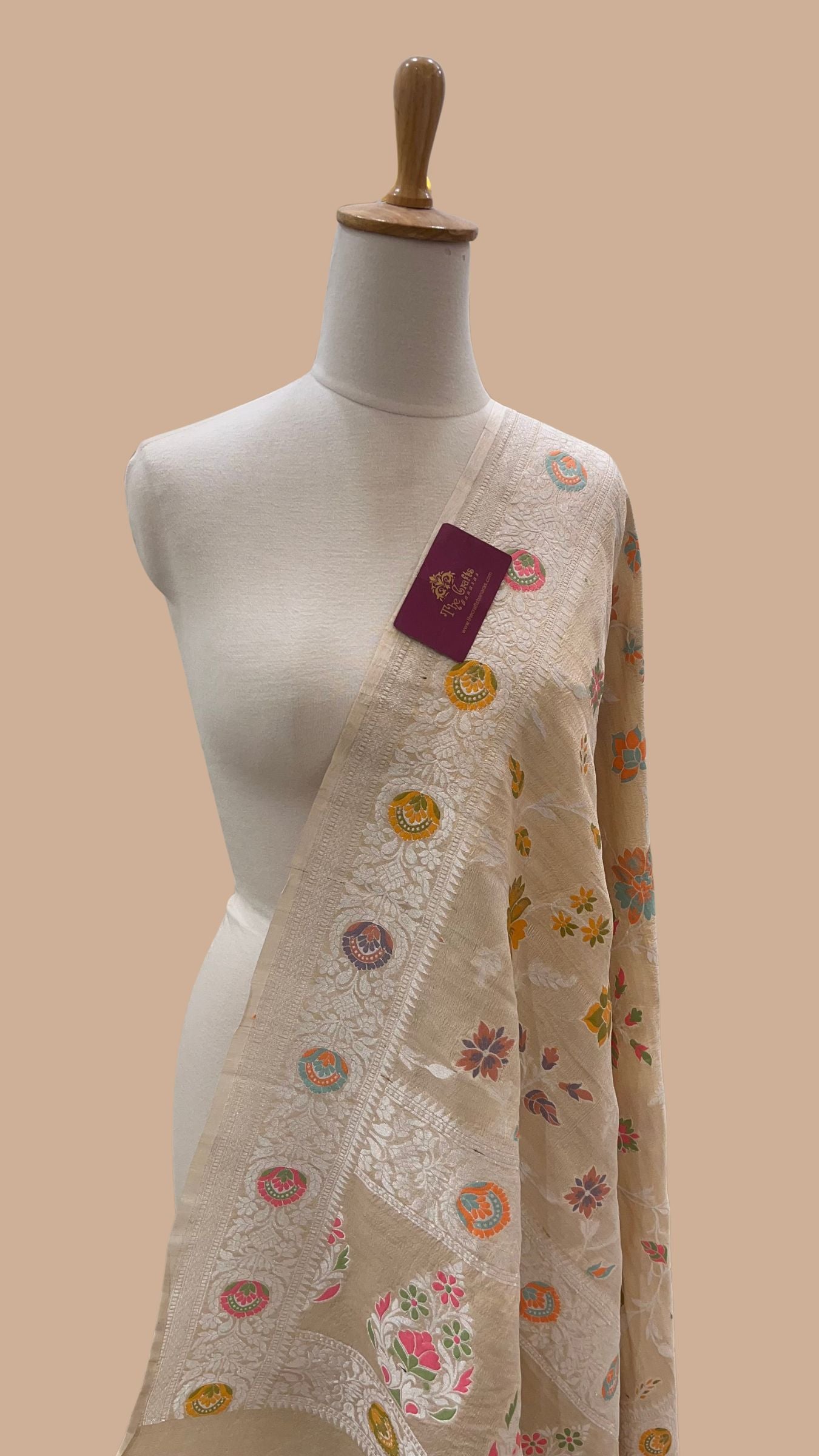 Pure Tussar Georgette Silk Banarasi Handloom Dupatta