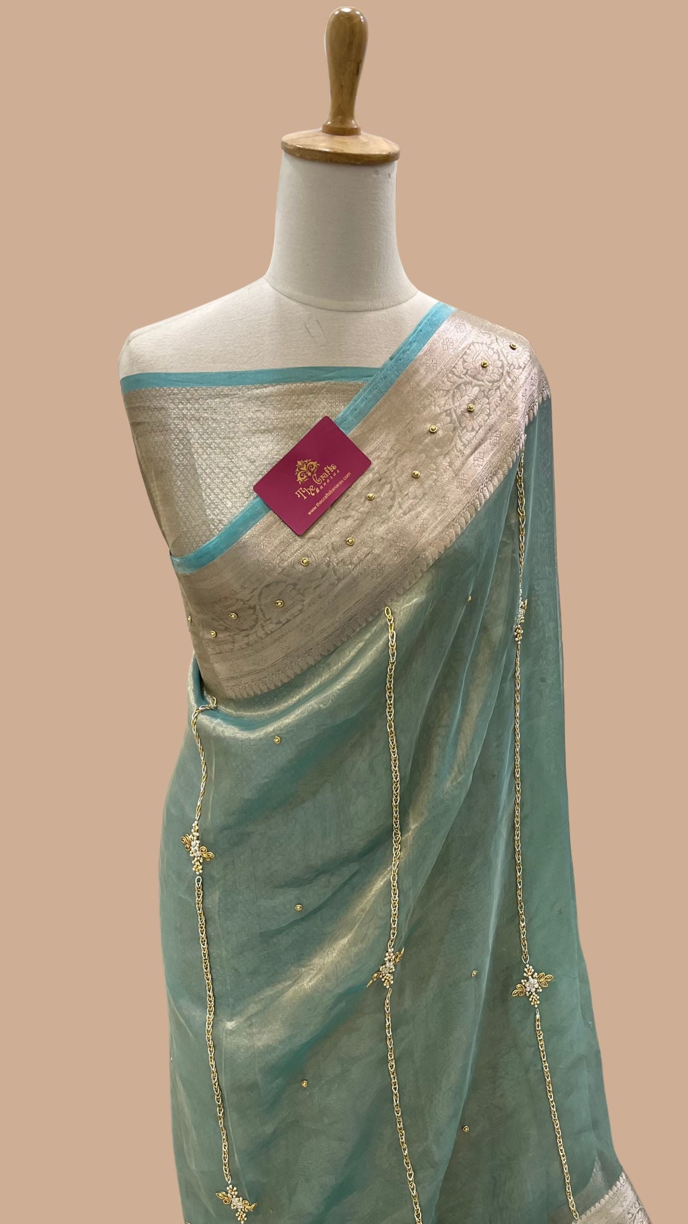 Pure Tissue Silk Banarasi Saree with Sirki & Zardozi Handwork
