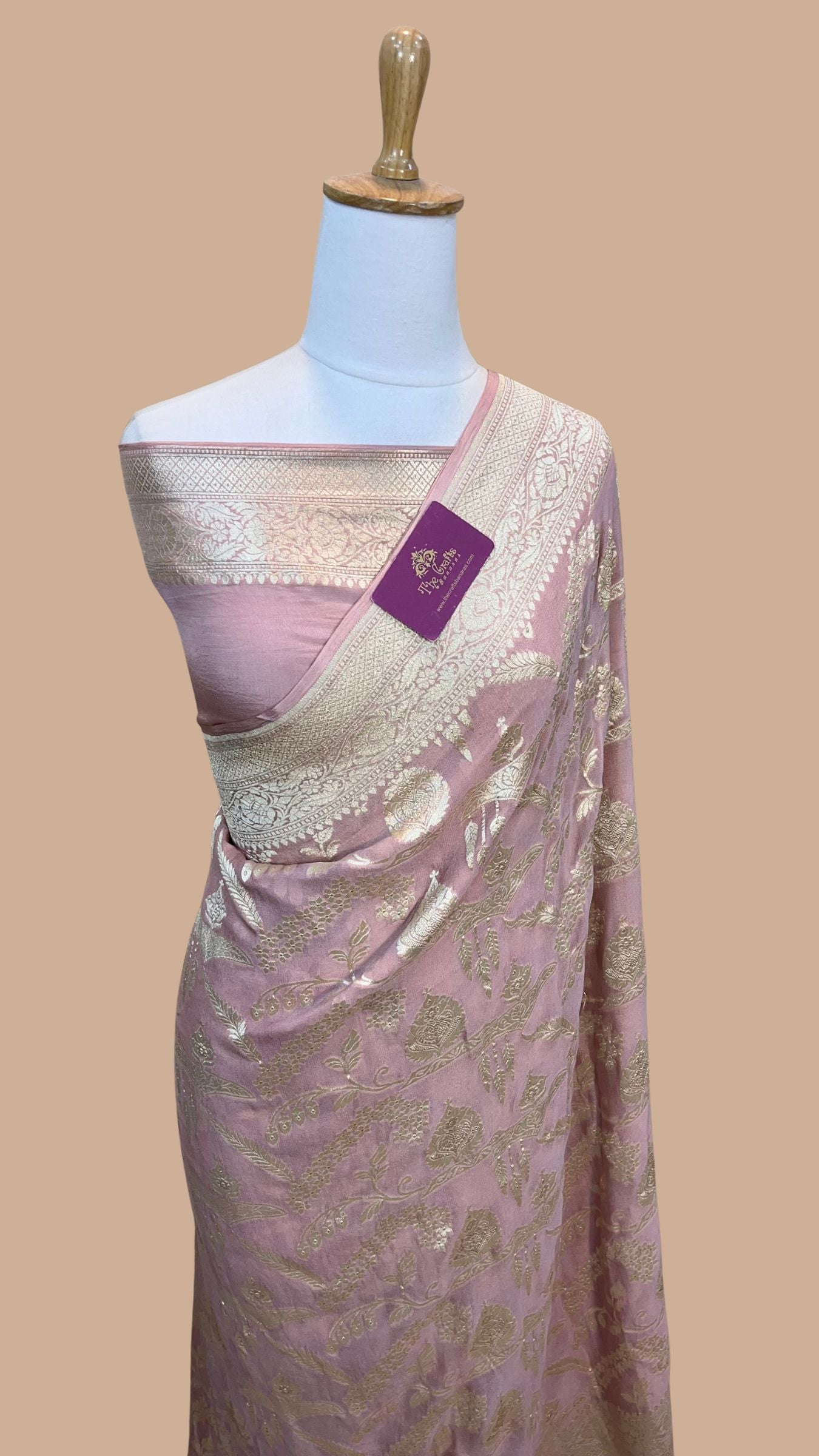 Khaddi Georgette Handloom Banarasi Saree