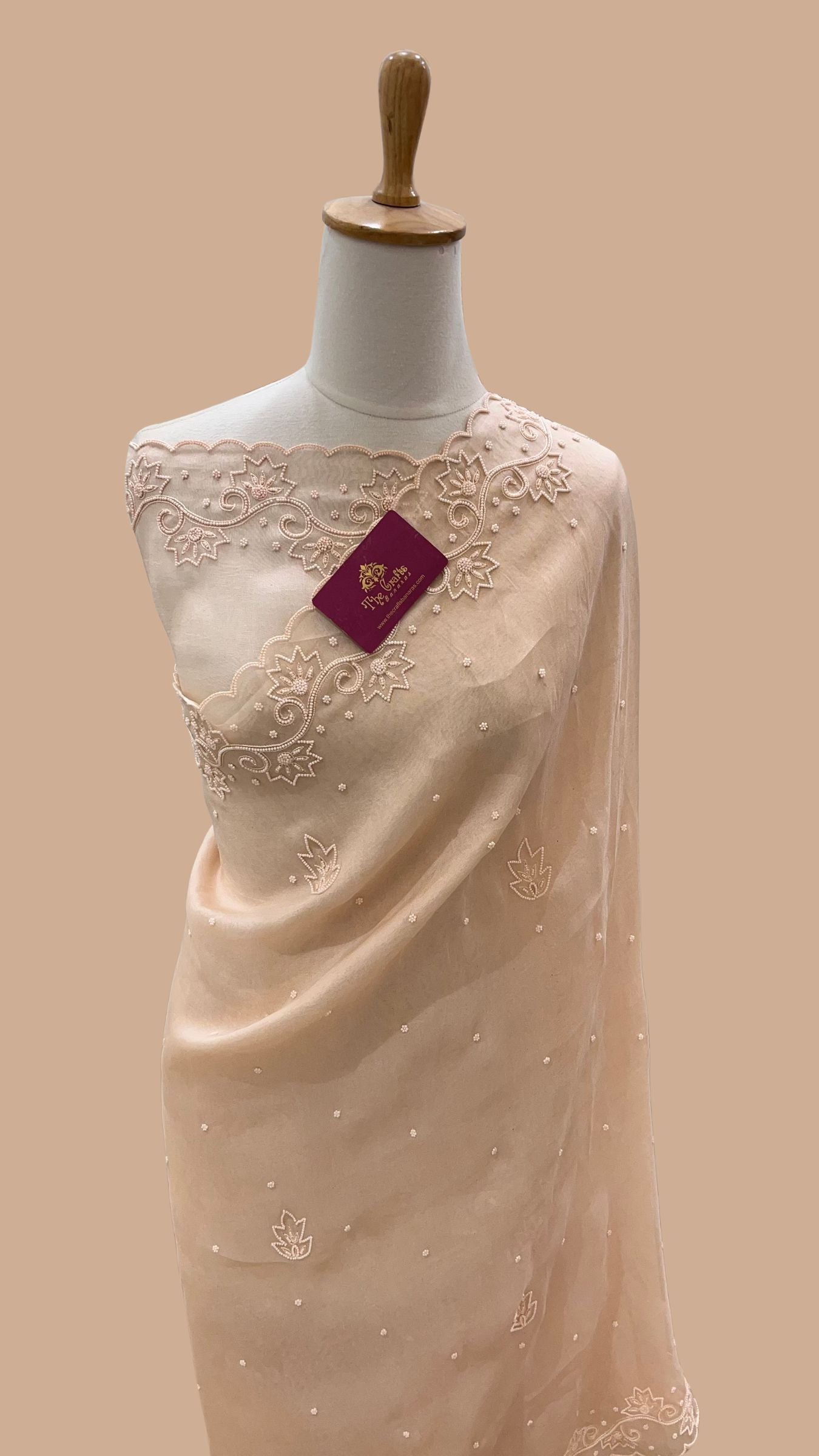 Pure Organza Silk Handloom Banarasi Saree - handwork motifs