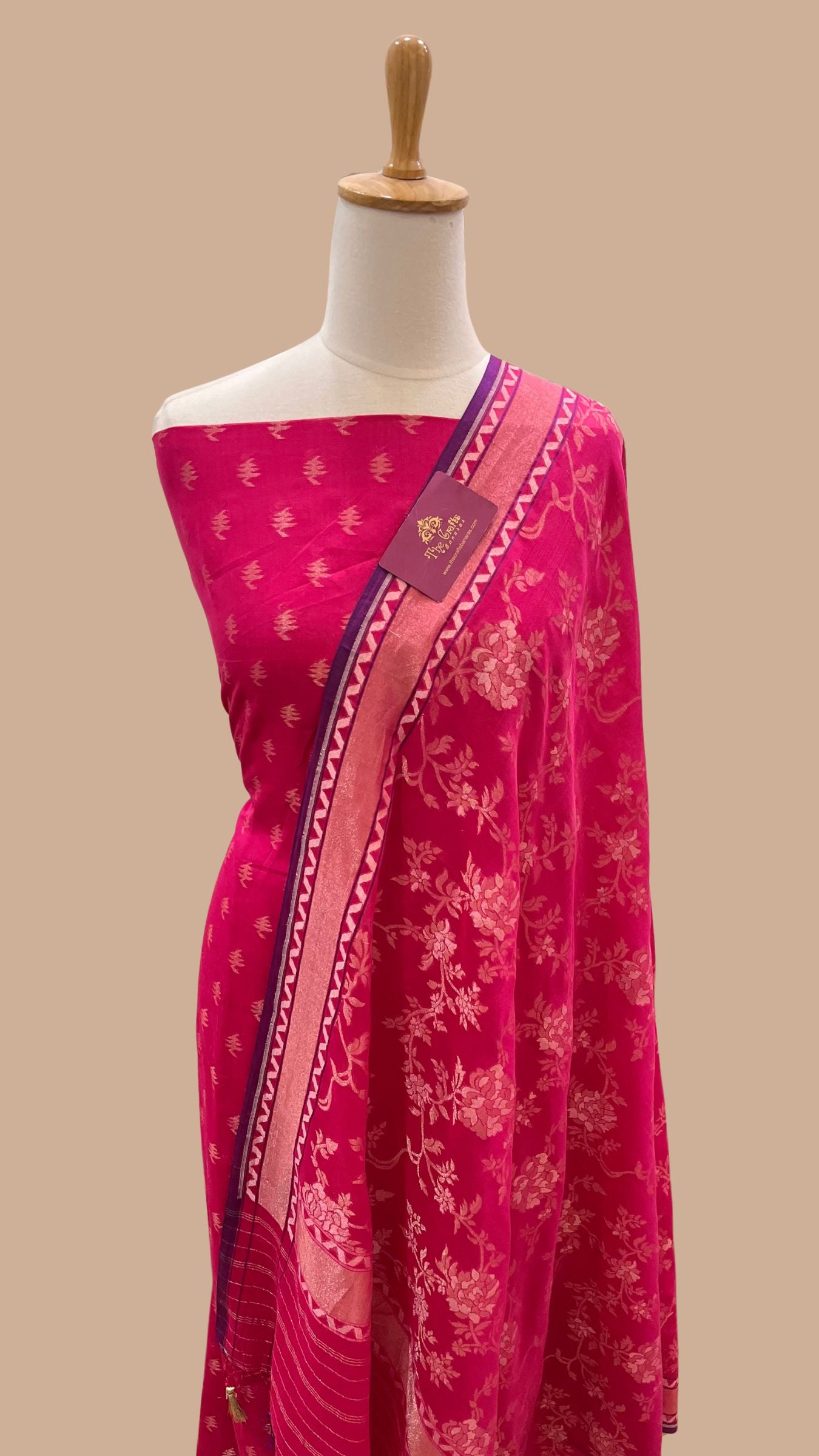 Pure Ektara Cotton Jamdani Banarasi Dress Material