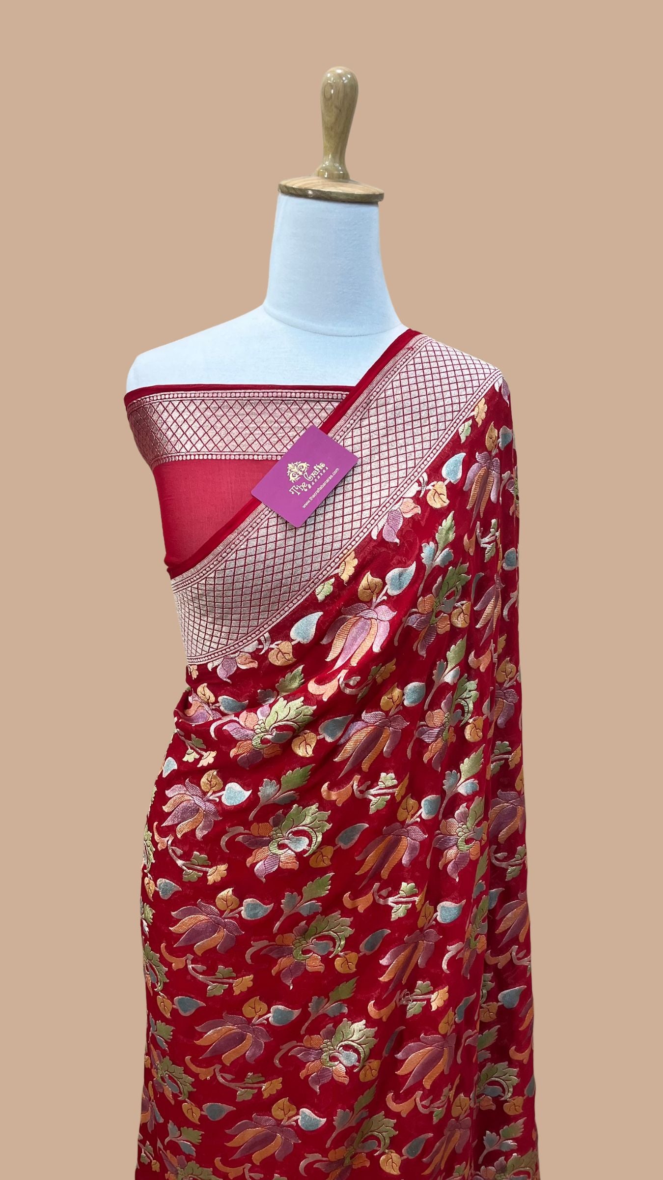 Khaddi Georgette Handloom Banarasi Saree - Water Zari