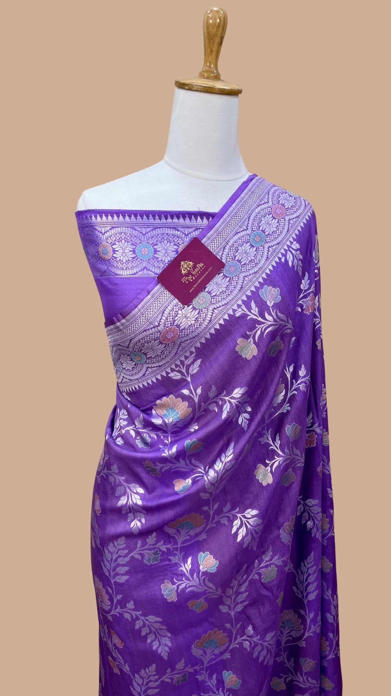 Tussar Georgette Handloom Banarasi Saree - Meenakari all over