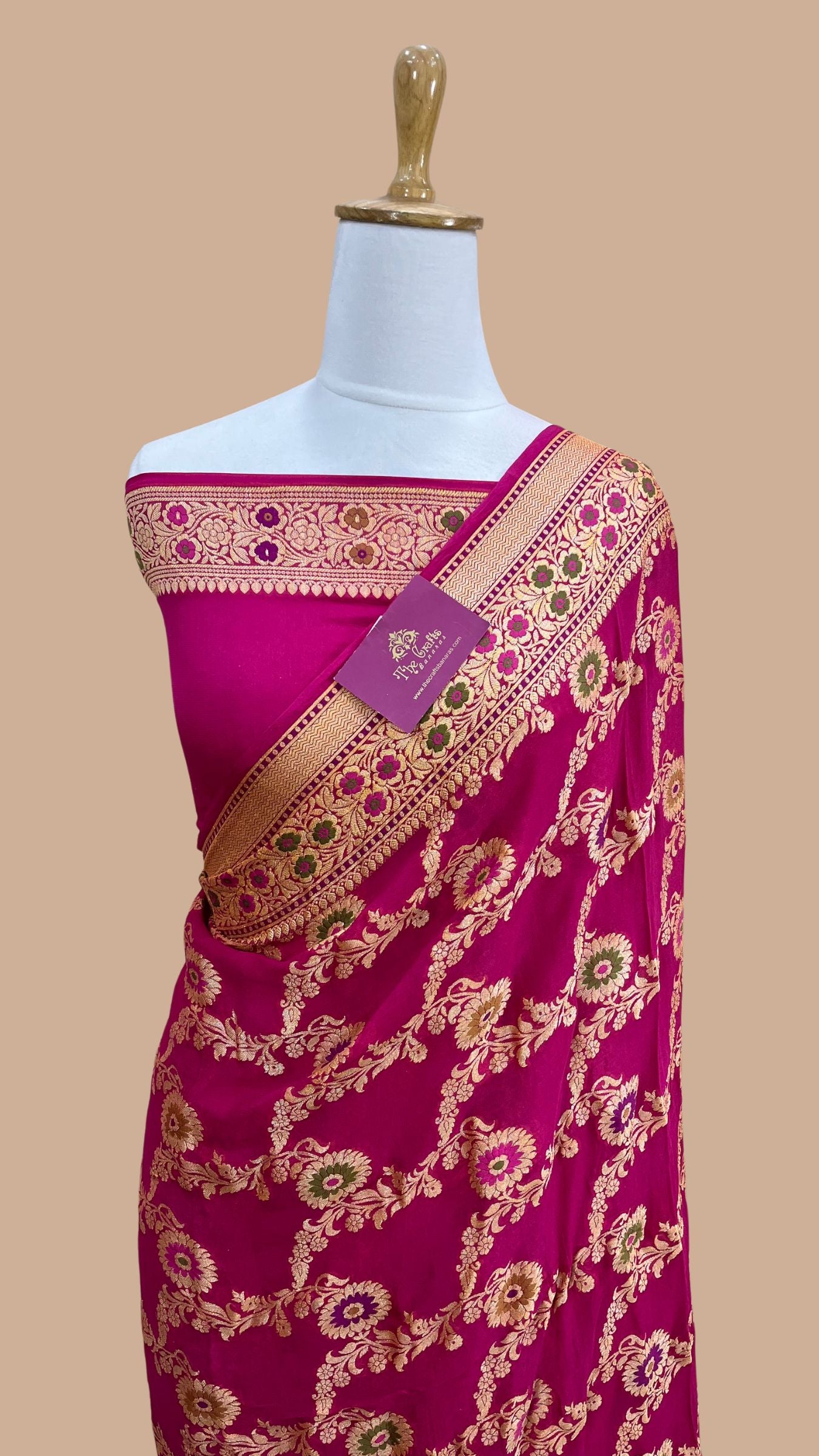 Pure Khaddi Chiffon Banarasi Saree - Meenakari