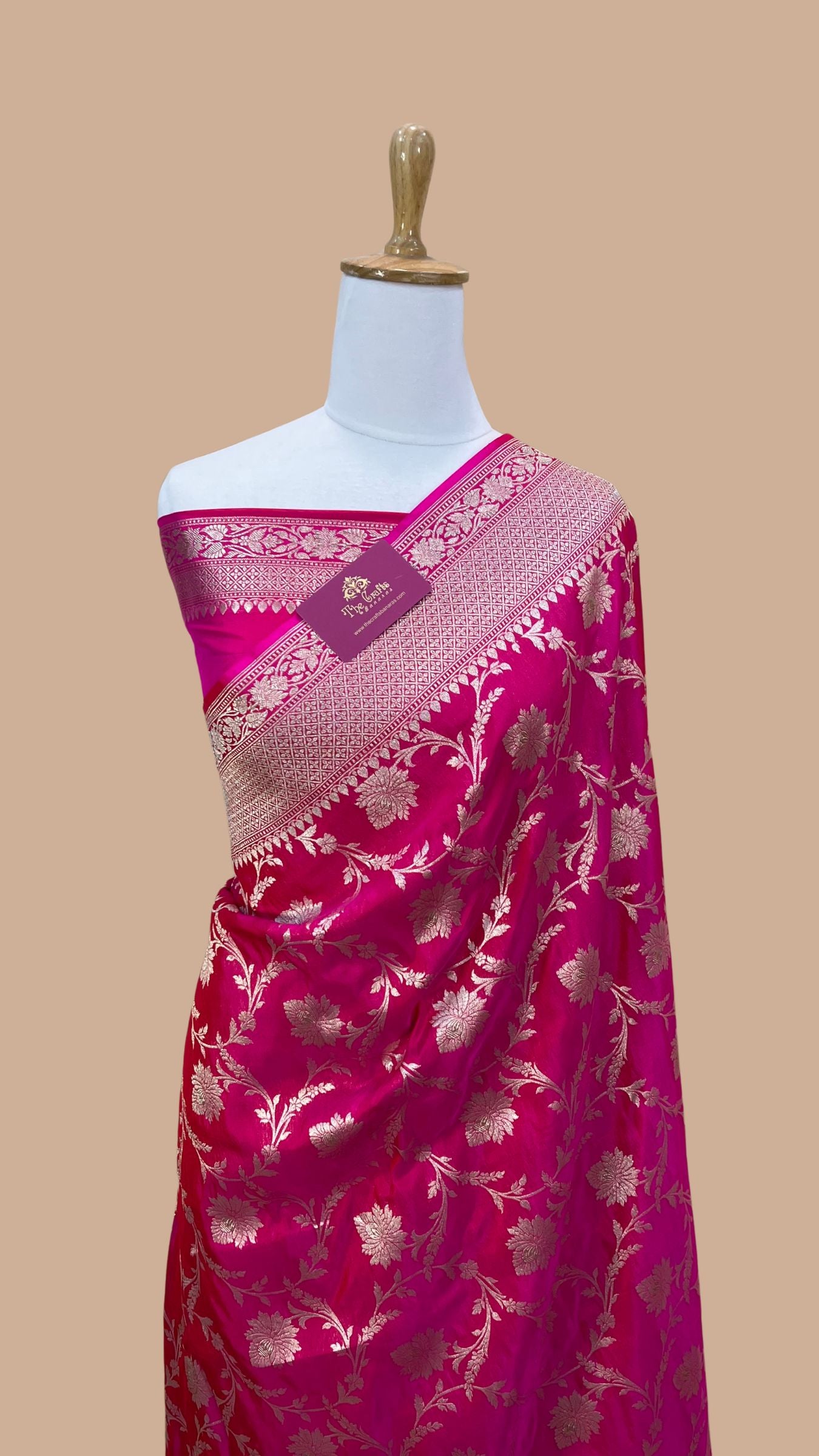 Pure Katan Silk Handloom Banarasi Saree - Jaal work